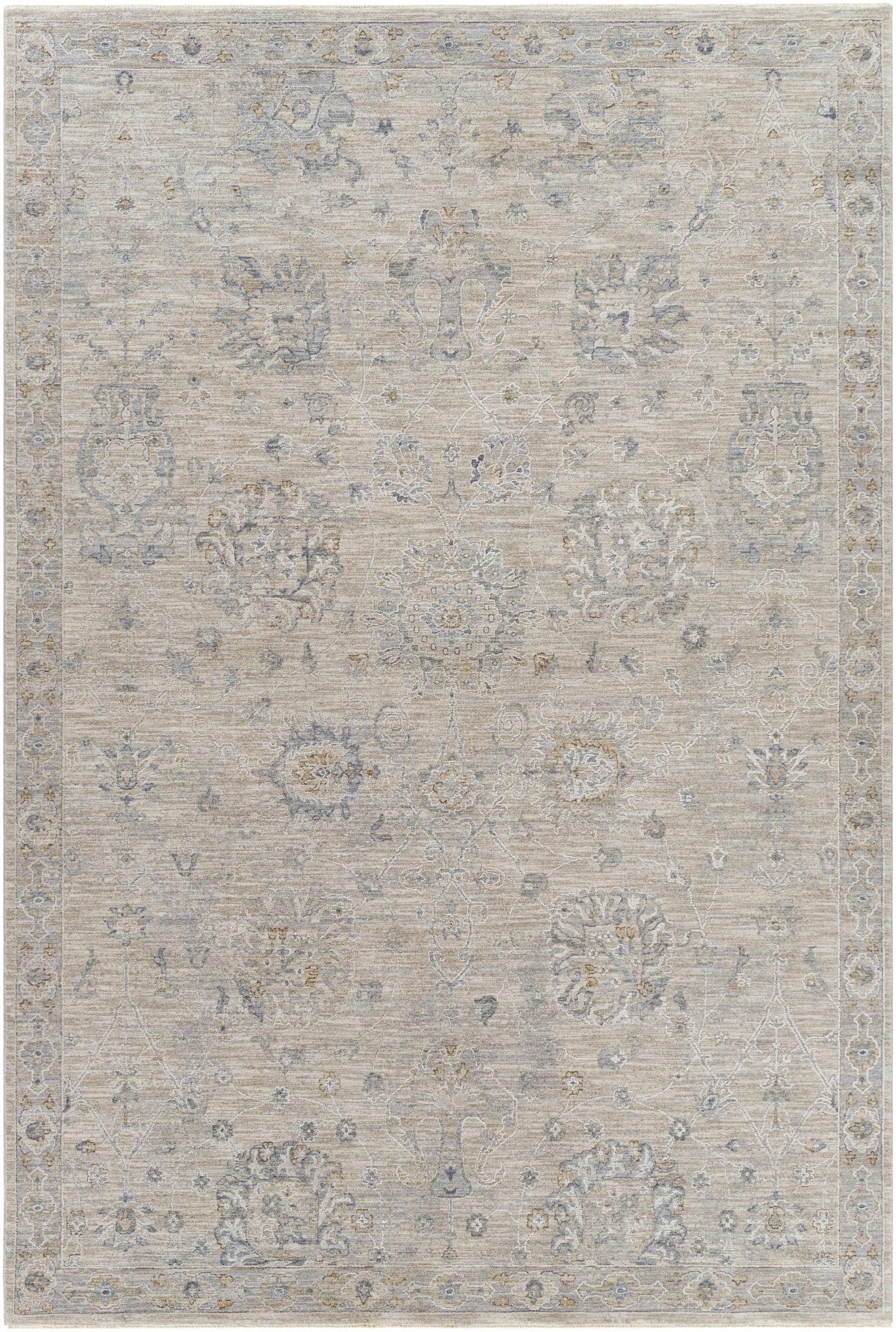 Antique Look Floral Beige and Charcoal Traditional Design Area Rug - Image 19