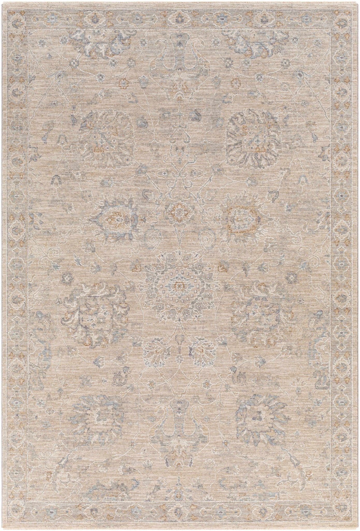 Antique Look Floral Beige and Charcoal Traditional Design Area Rug - Image 20