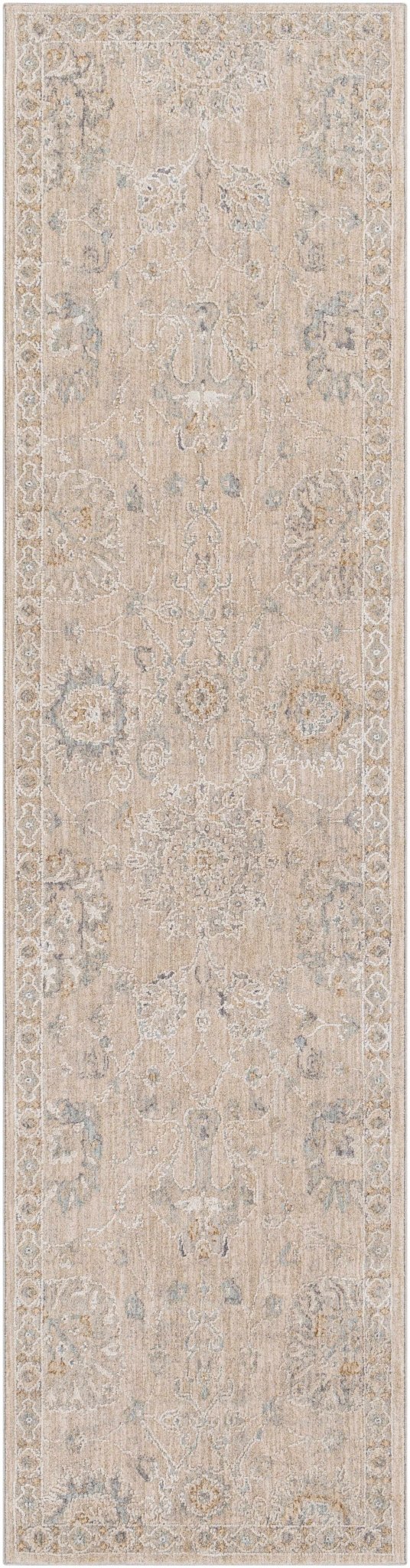 Antique Look Floral Beige and Charcoal Traditional Design Area Rug - Image 22