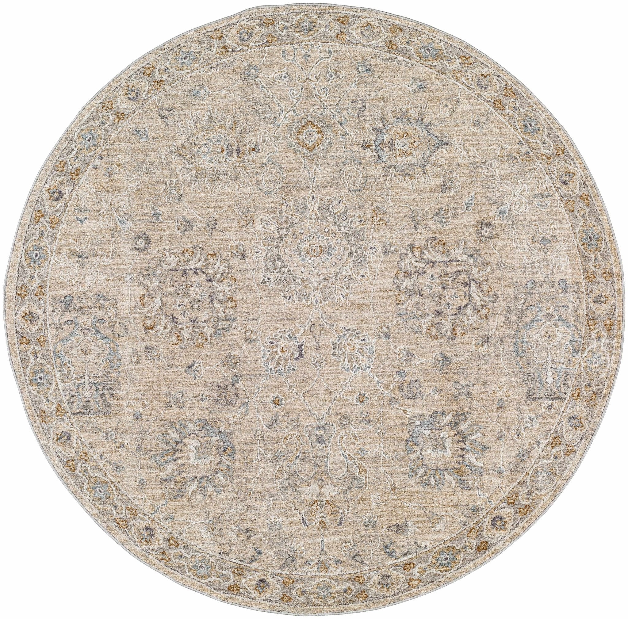 Antique Look Floral Beige and Charcoal Traditional Design Area Rug - Image 26