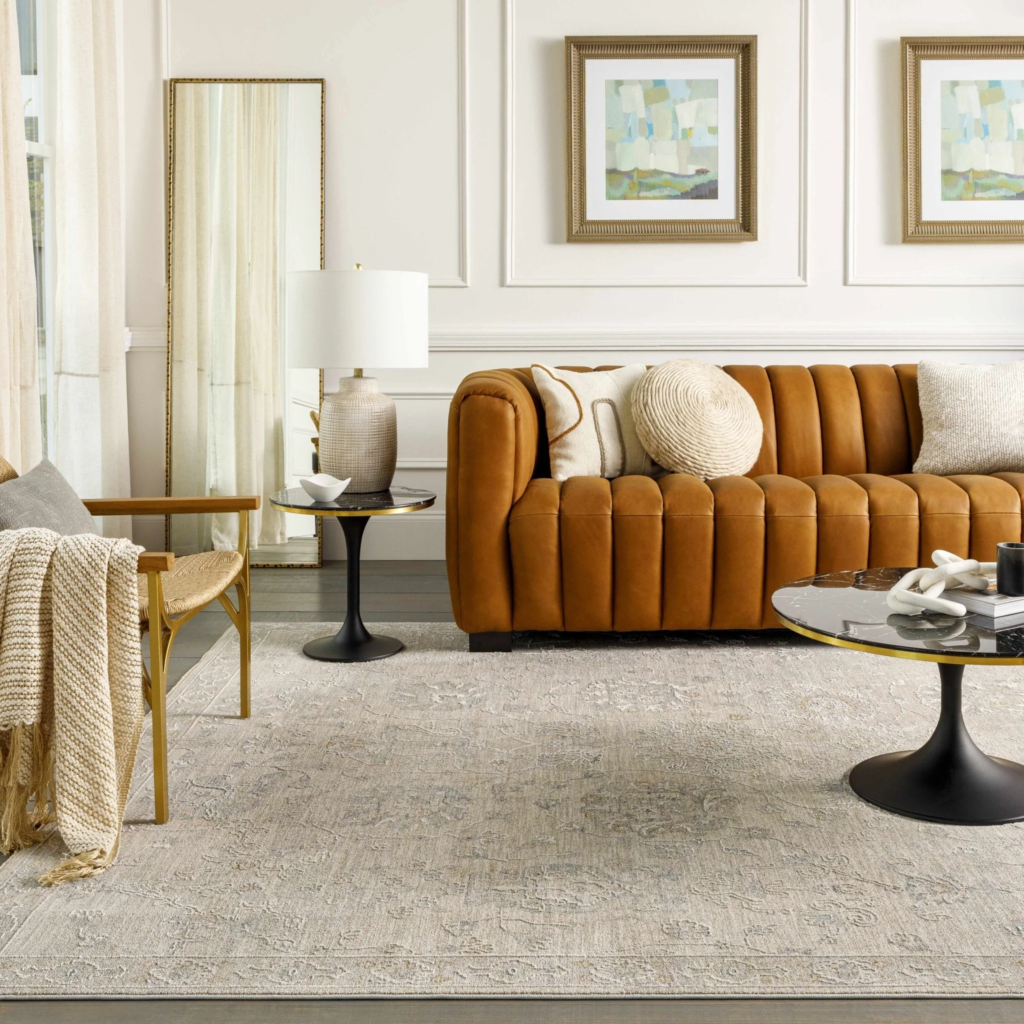 Antique Look Floral Beige and Charcoal Traditional Design Area Rug - Image 3