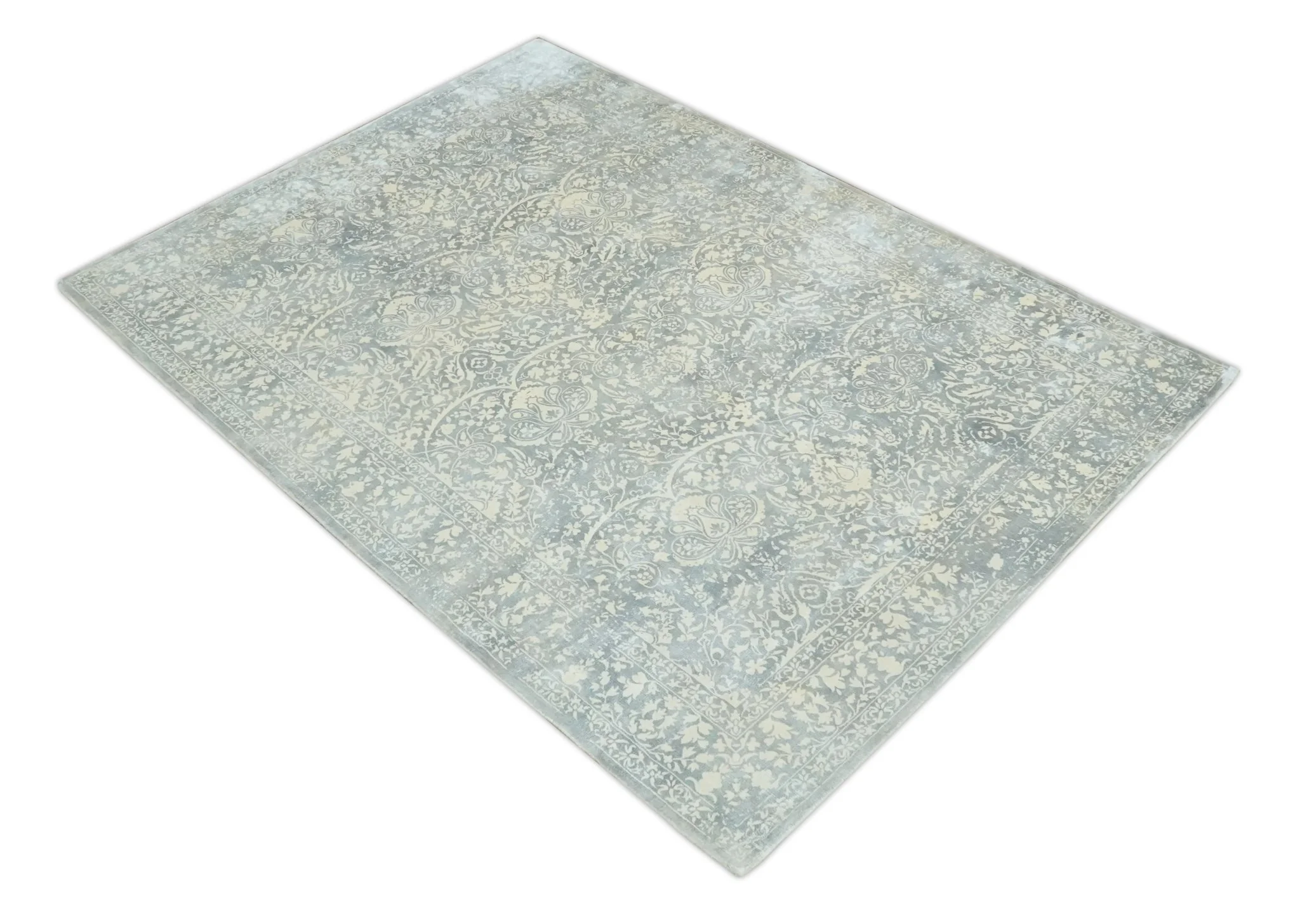 Premium Style Traditional Large Design Gray, Silver and Beige 5.6x7.9 Viscose Area Rug - Image 9