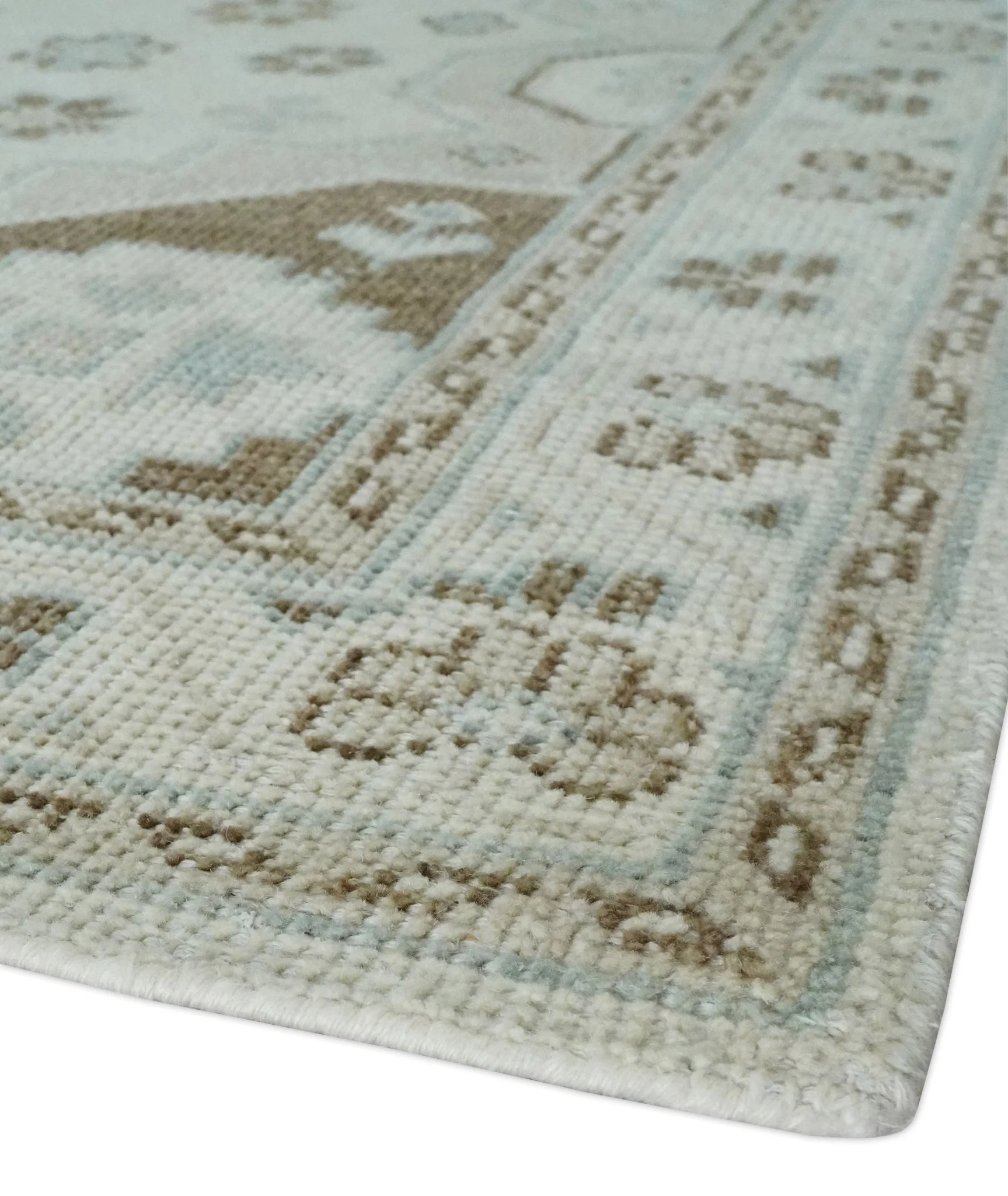 Earthy Ivory, Brown and Gray Hand knotted 8x10 Traditional wool Area Rug - Image 5