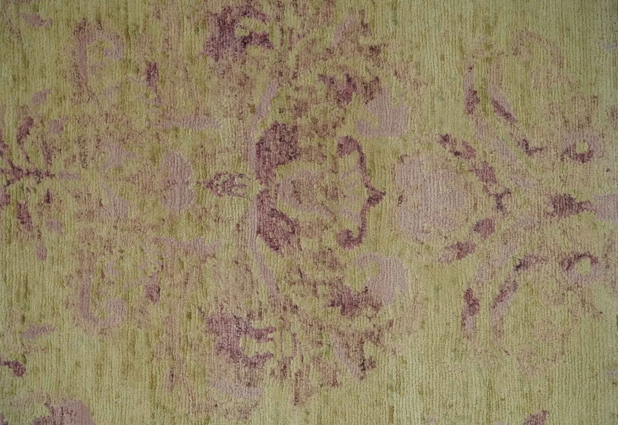 Antique Style Floral Mustard and Purple 3x5 Hand knotted wool Area Rug - Image 3