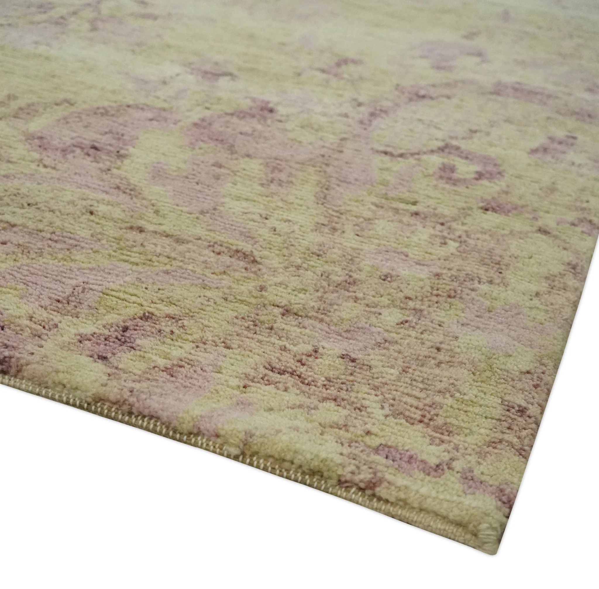 Antique Style Floral Mustard and Purple 3x5 Hand knotted wool Area Rug - Image 4
