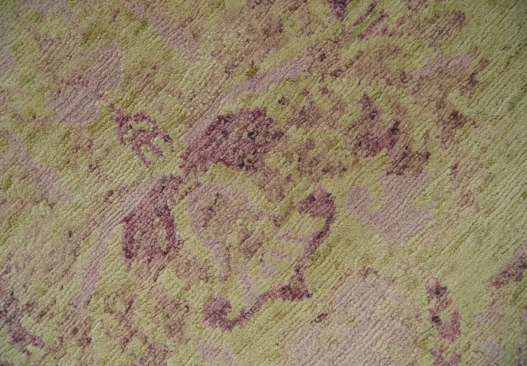 Antique Style Floral Mustard and Purple 3x5 Hand knotted wool Area Rug - Image 8