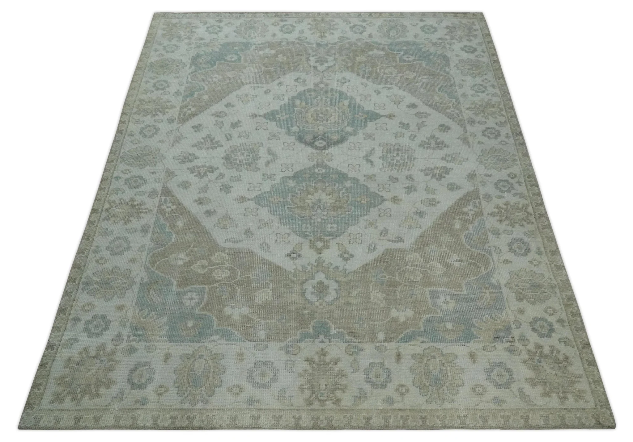 Antique Design Medallion Earthy Ivory and Camel 8x10 wool Area Rug - Image 10