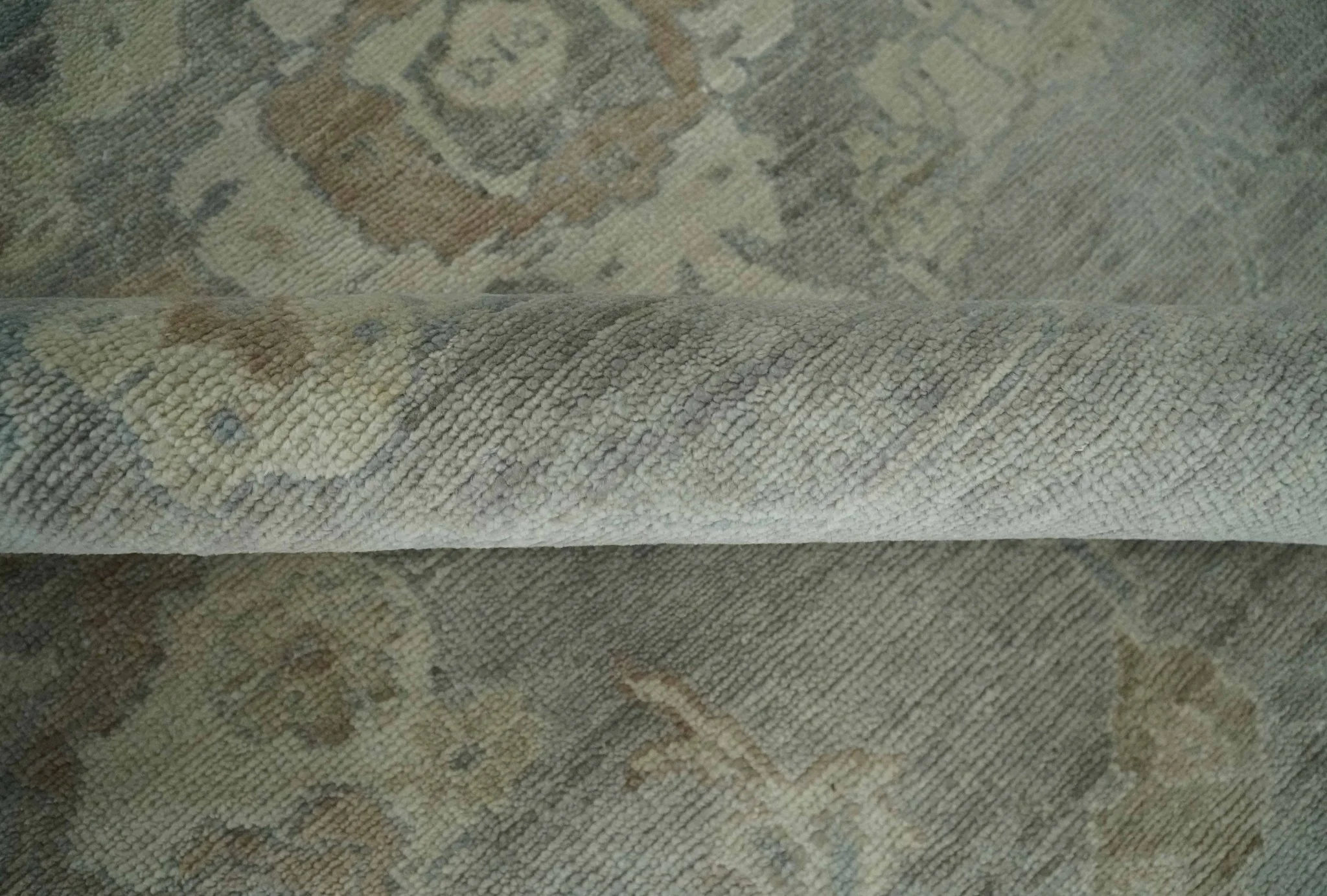 Antique style Gray and Beige 9x12 Hand knotted Oushak wool Area Rug - Image 6