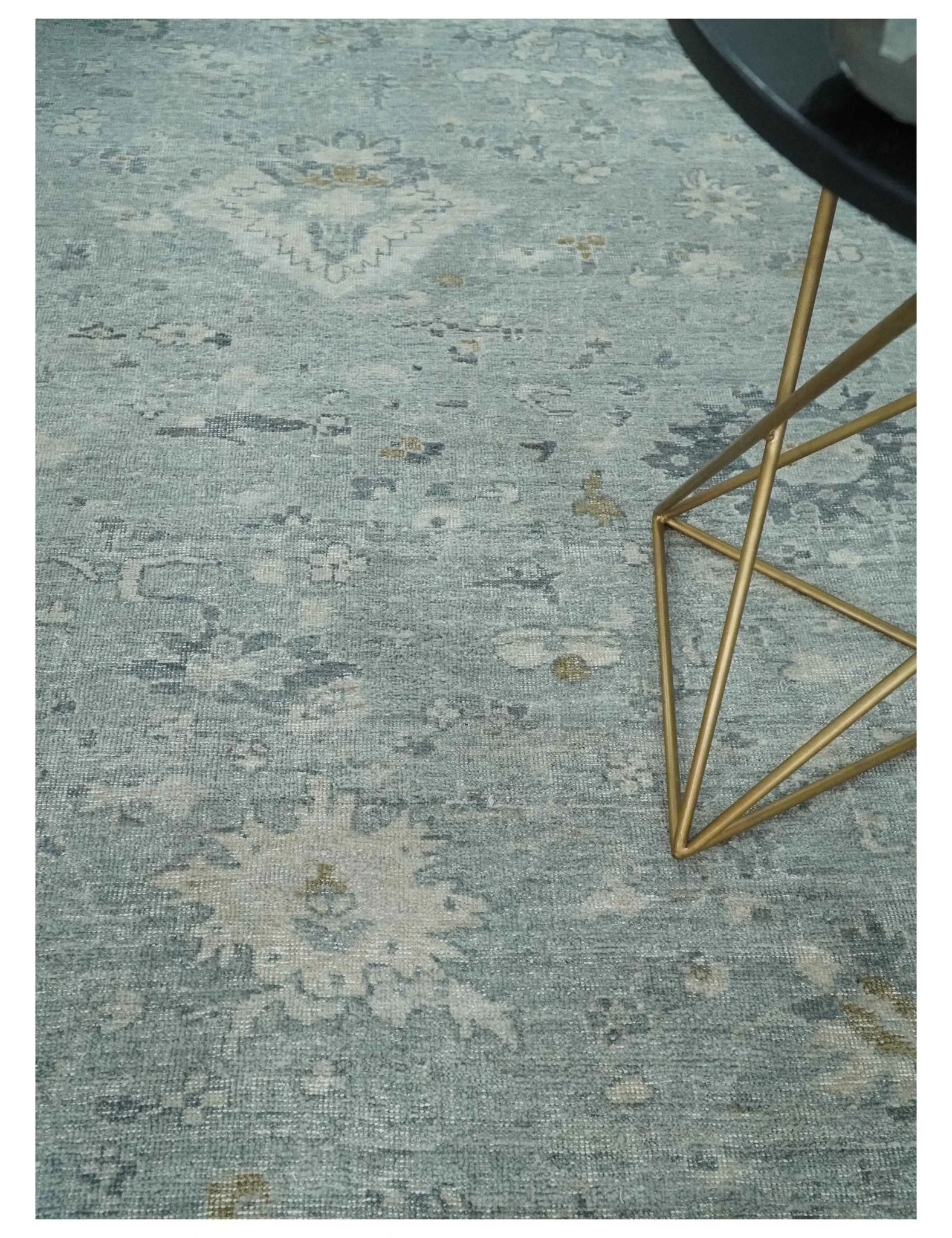 Antique Distressed Look Gray and Silver Low Pile Multi Size Oushak wool Area Rug - Image 2
