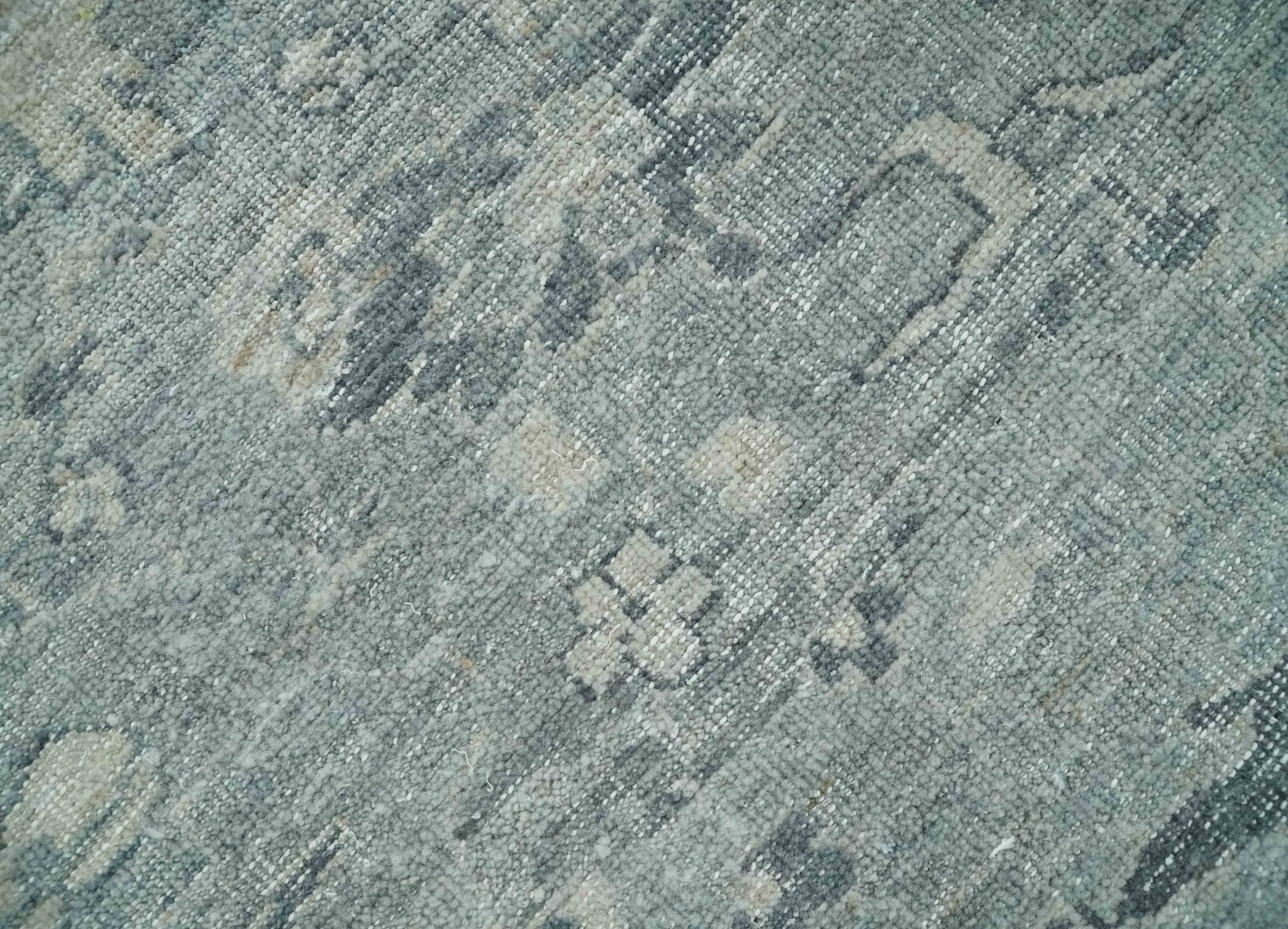 Antique Distressed Look Gray and Silver Low Pile Multi Size Oushak wool Area Rug - Image 4