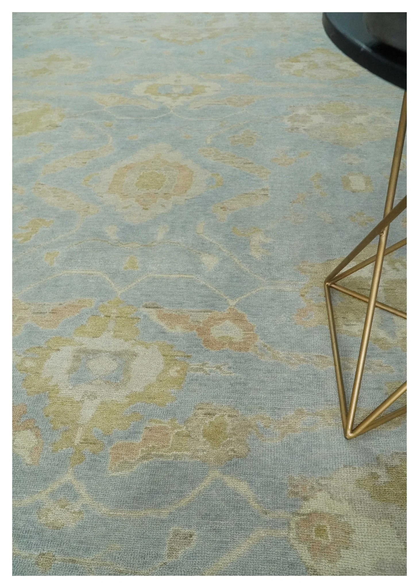 Antique style Gray, Beige and Olive 9x12 Hand knotted Oushak wool Area Rug - Image 2