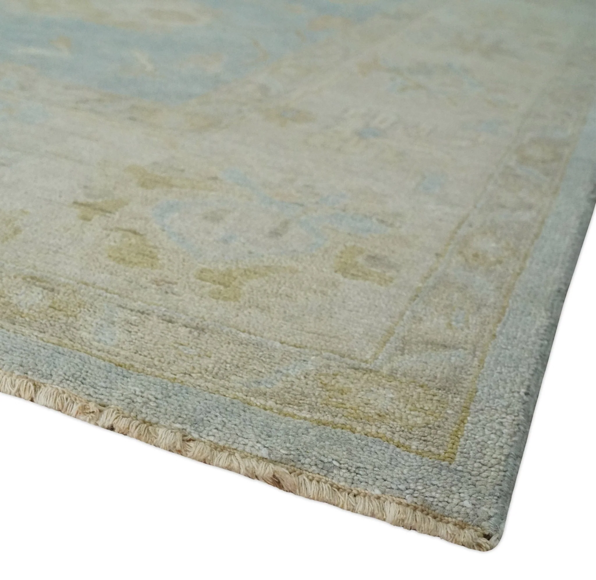 Antique style Gray, Beige and Olive 9x12 Hand knotted Oushak wool Area Rug - Image 5