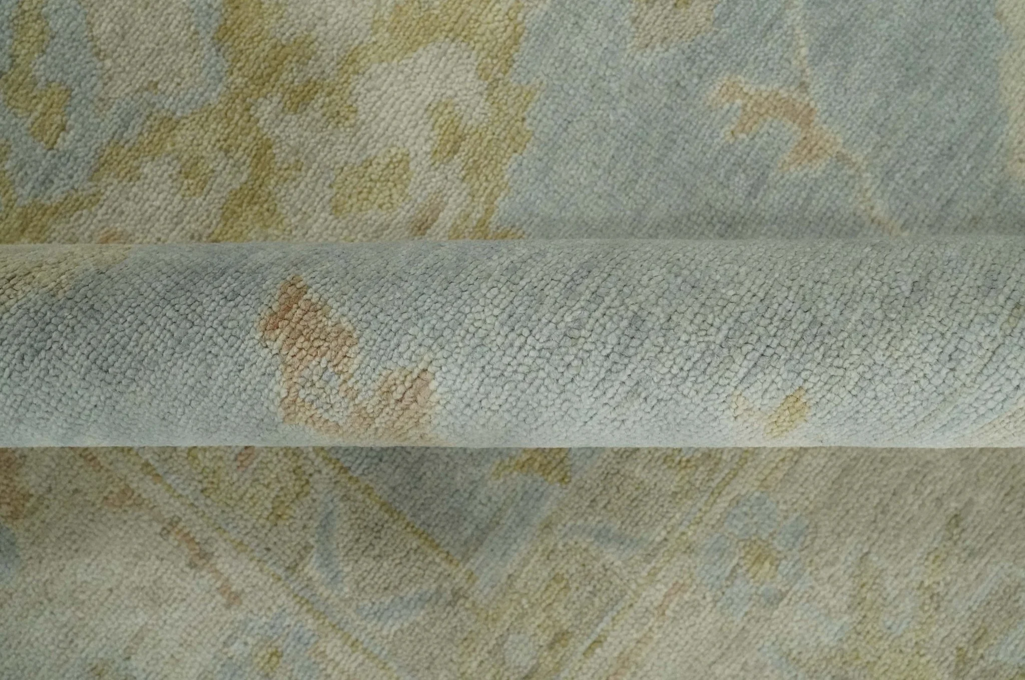 Antique style Gray, Beige and Olive 9x12 Hand knotted Oushak wool Area Rug - Image 7