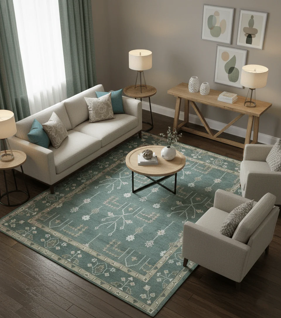 Antique Style Tree of life Gray, Beige and Silver Traditional Hand Knotted Custom Made wool Area Rug - Image 2