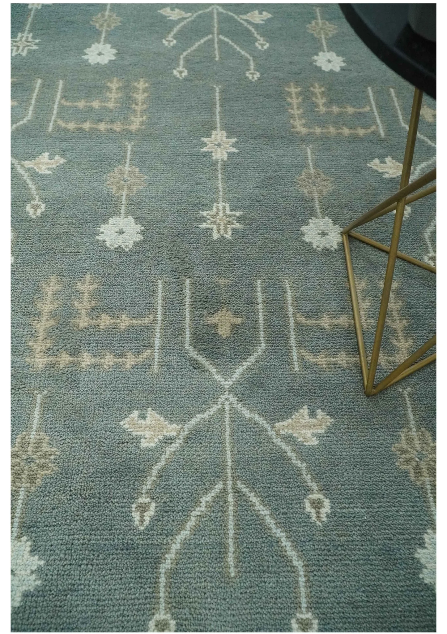 Antique Style Tree of life Gray, Beige and Silver Traditional Hand Knotted Custom Made wool Area Rug - Image 3