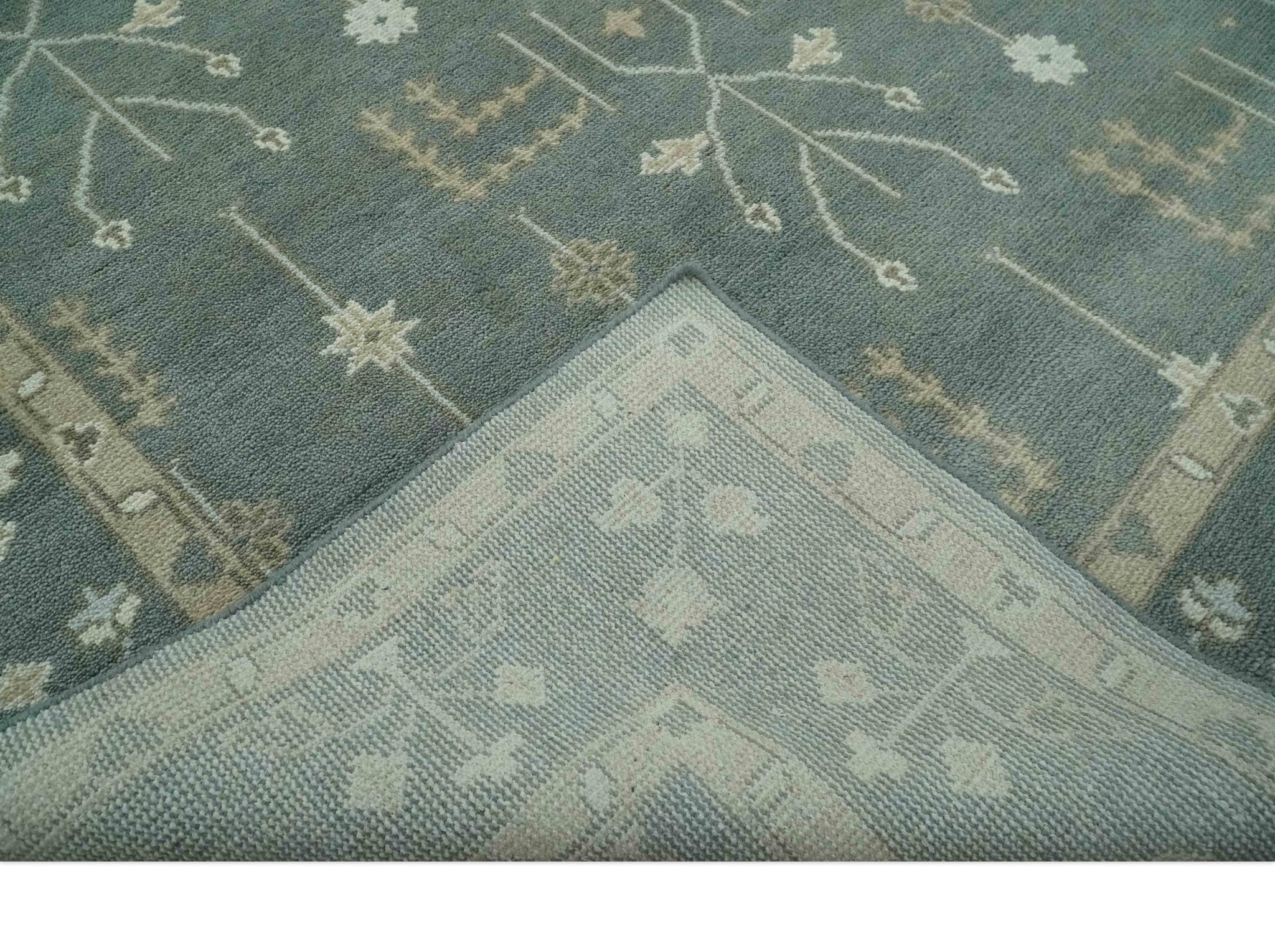 Antique Style Tree of life Gray, Beige and Silver Traditional Hand Knotted Custom Made wool Area Rug - Image 8