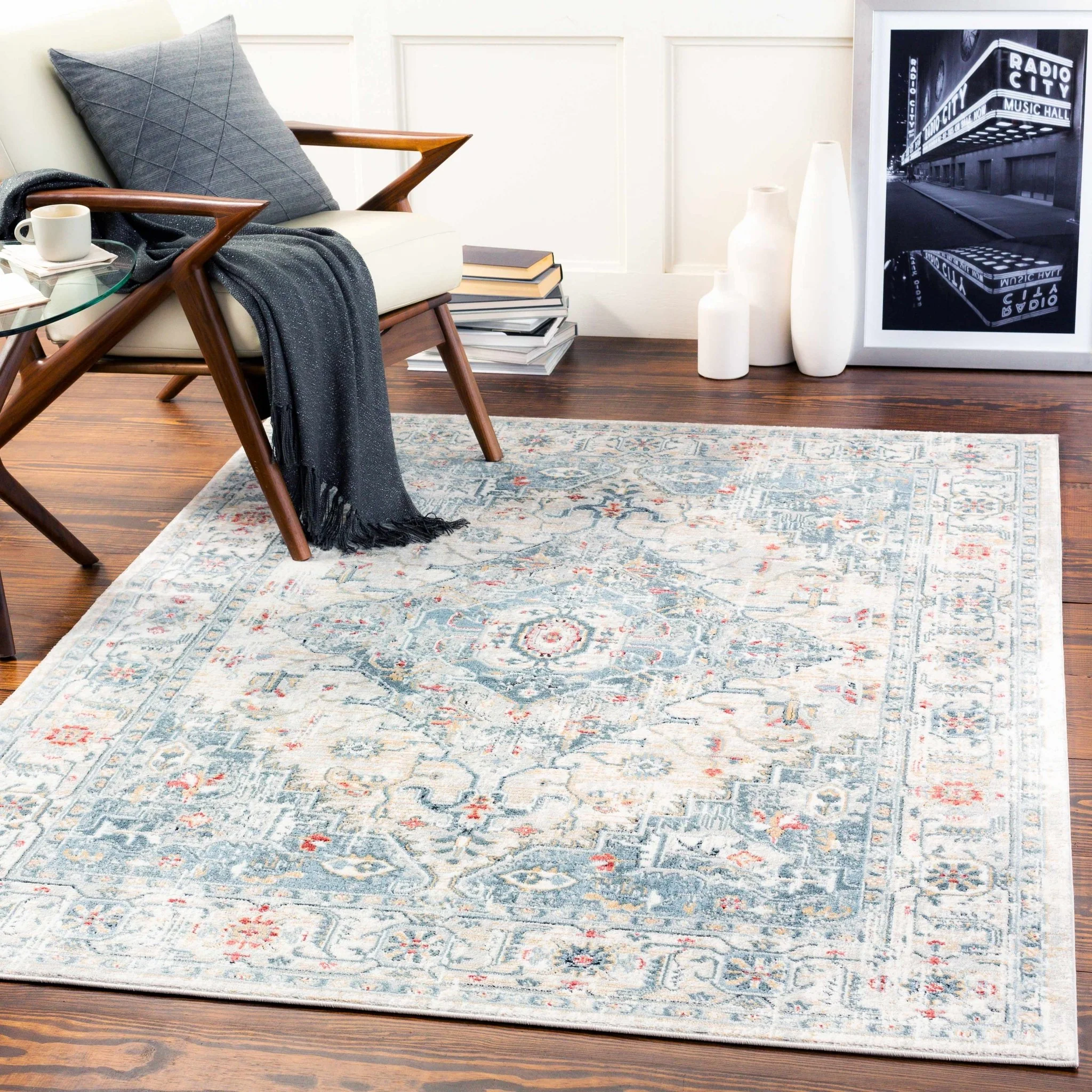 Traditional Heriz Design Antique Style Gray, Ivory, Beige and Brown Area Rug - Image 2