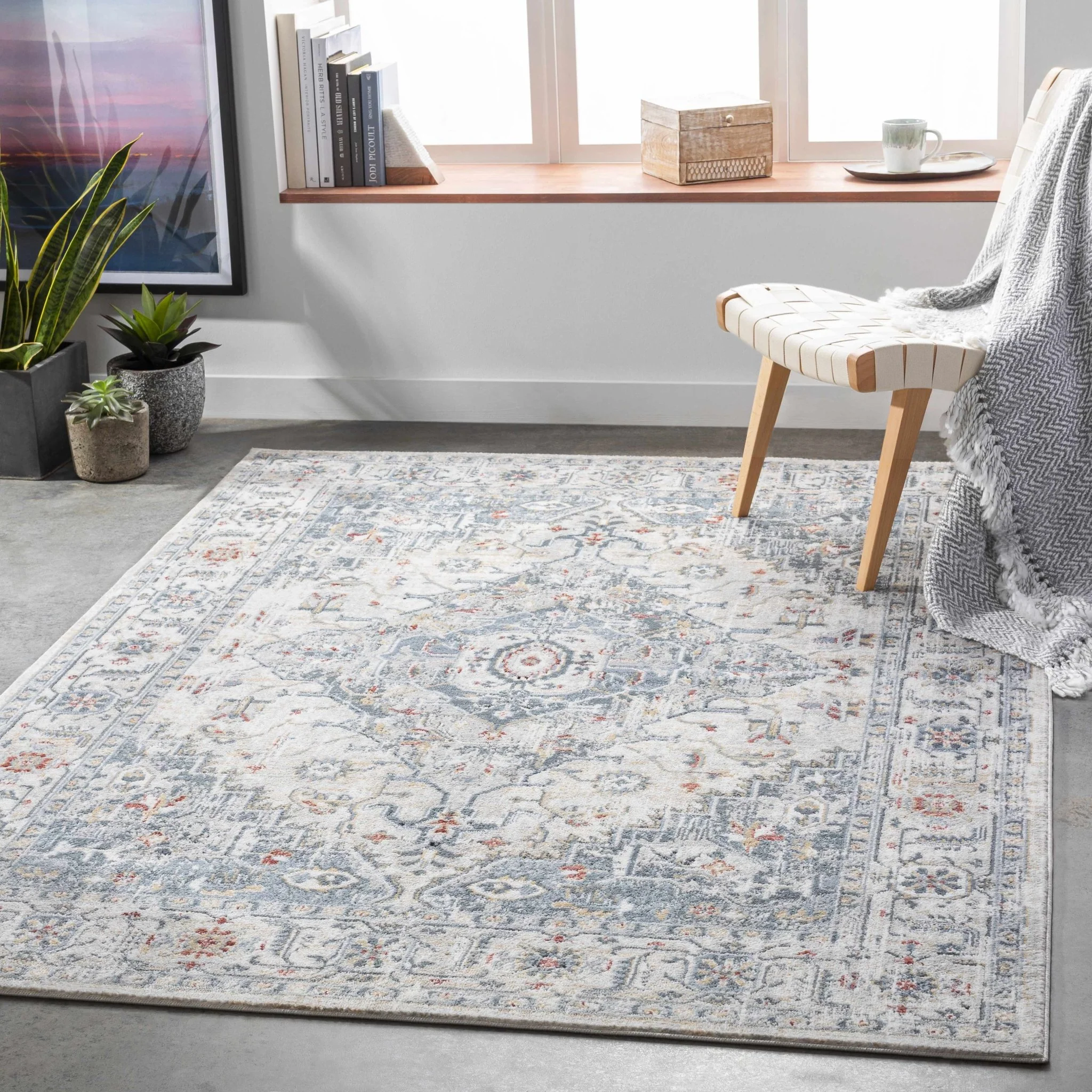 Traditional Heriz Design Antique Style Gray, Ivory, Beige and Brown Area Rug - Image 3