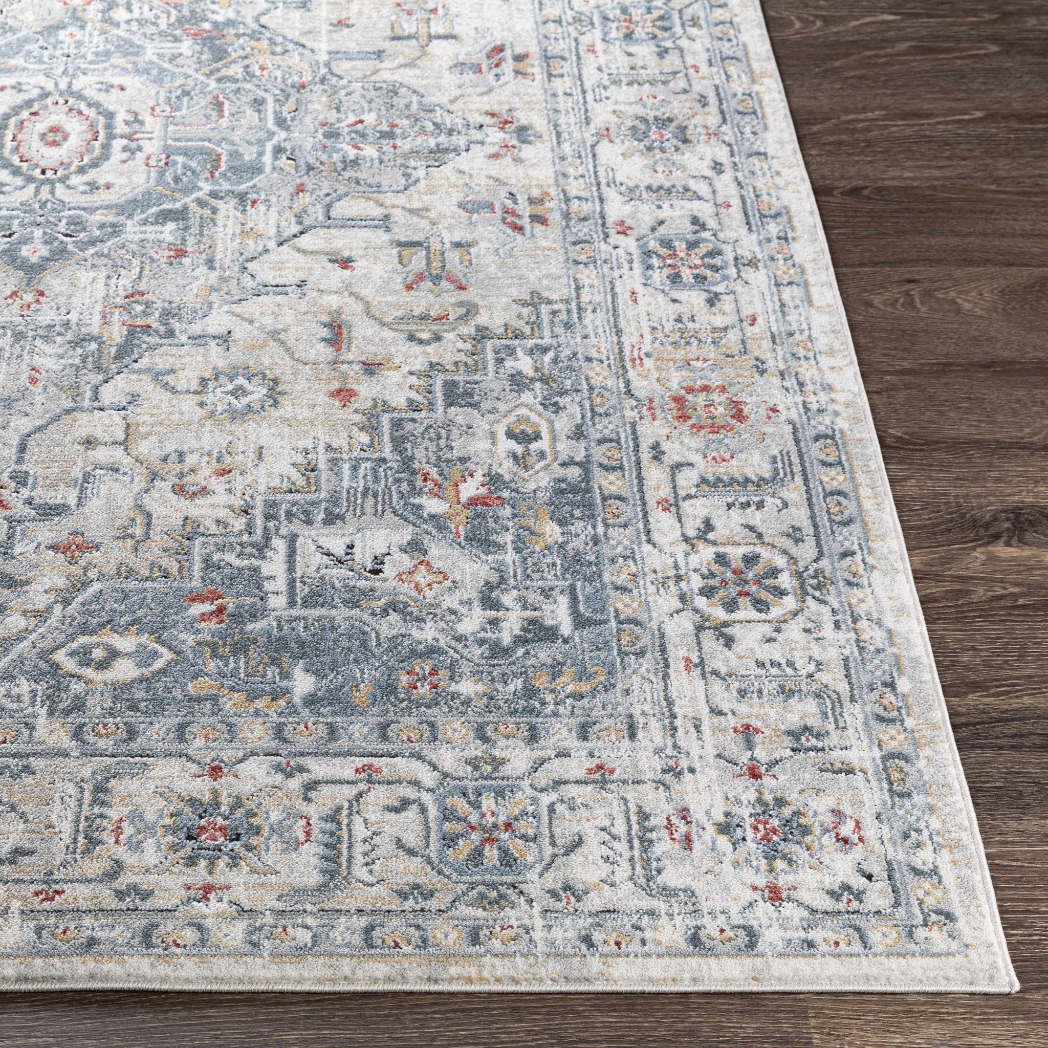 Traditional Heriz Design Antique Style Gray, Ivory, Beige and Brown Area Rug - Image 5