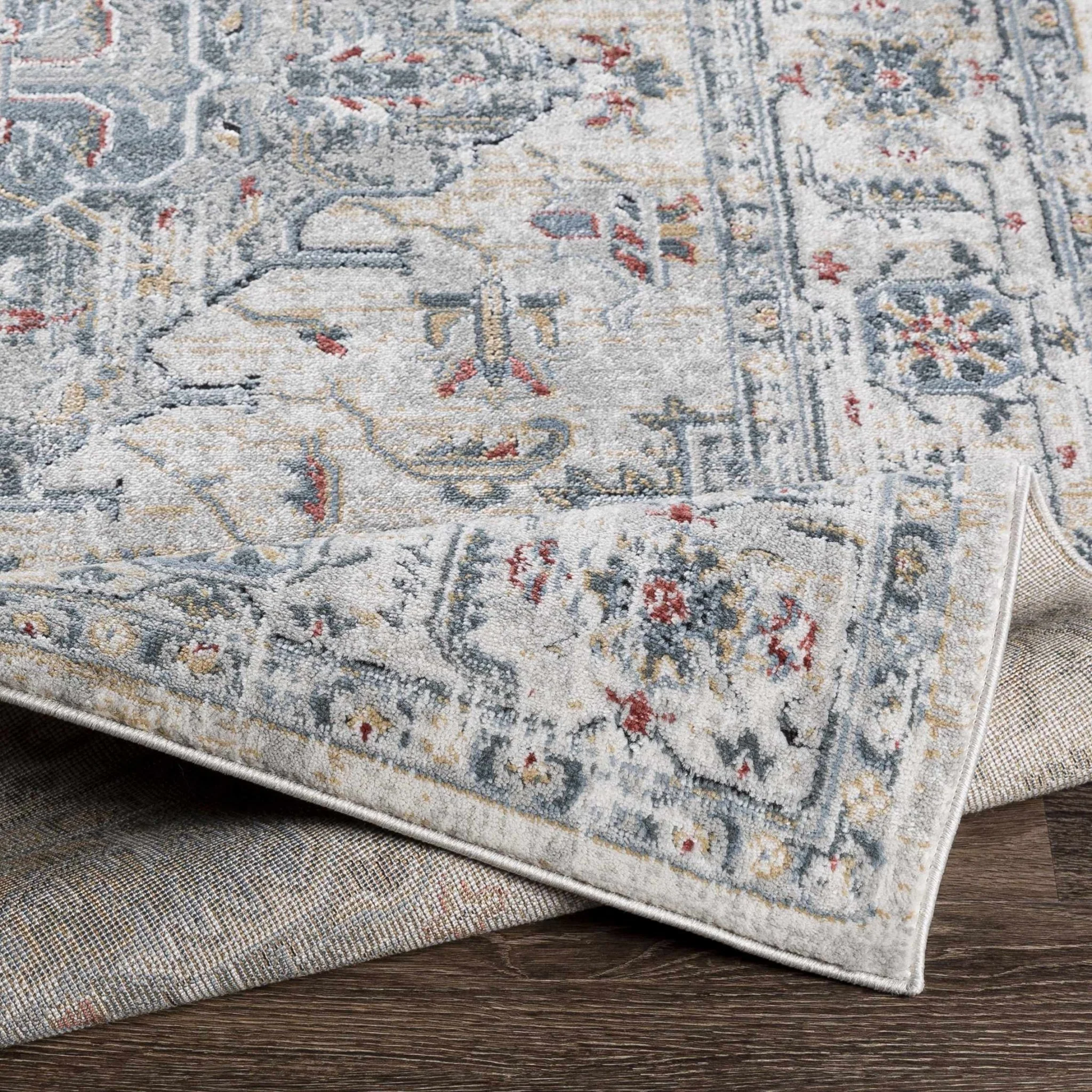Traditional Heriz Design Antique Style Gray, Ivory, Beige and Brown Area Rug - Image 6
