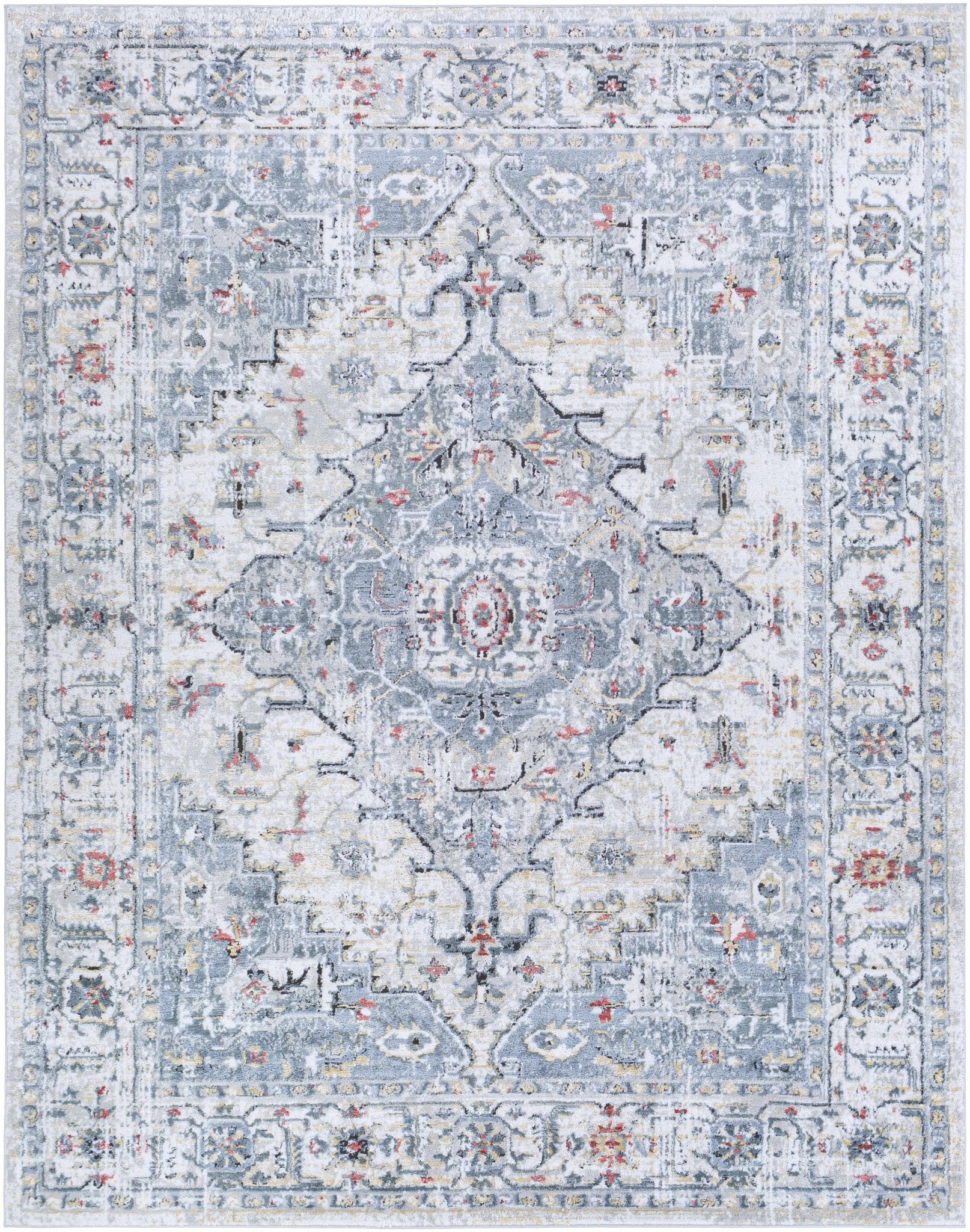 Traditional Heriz Design Antique Style Gray, Ivory, Beige and Brown Area Rug - Image 8