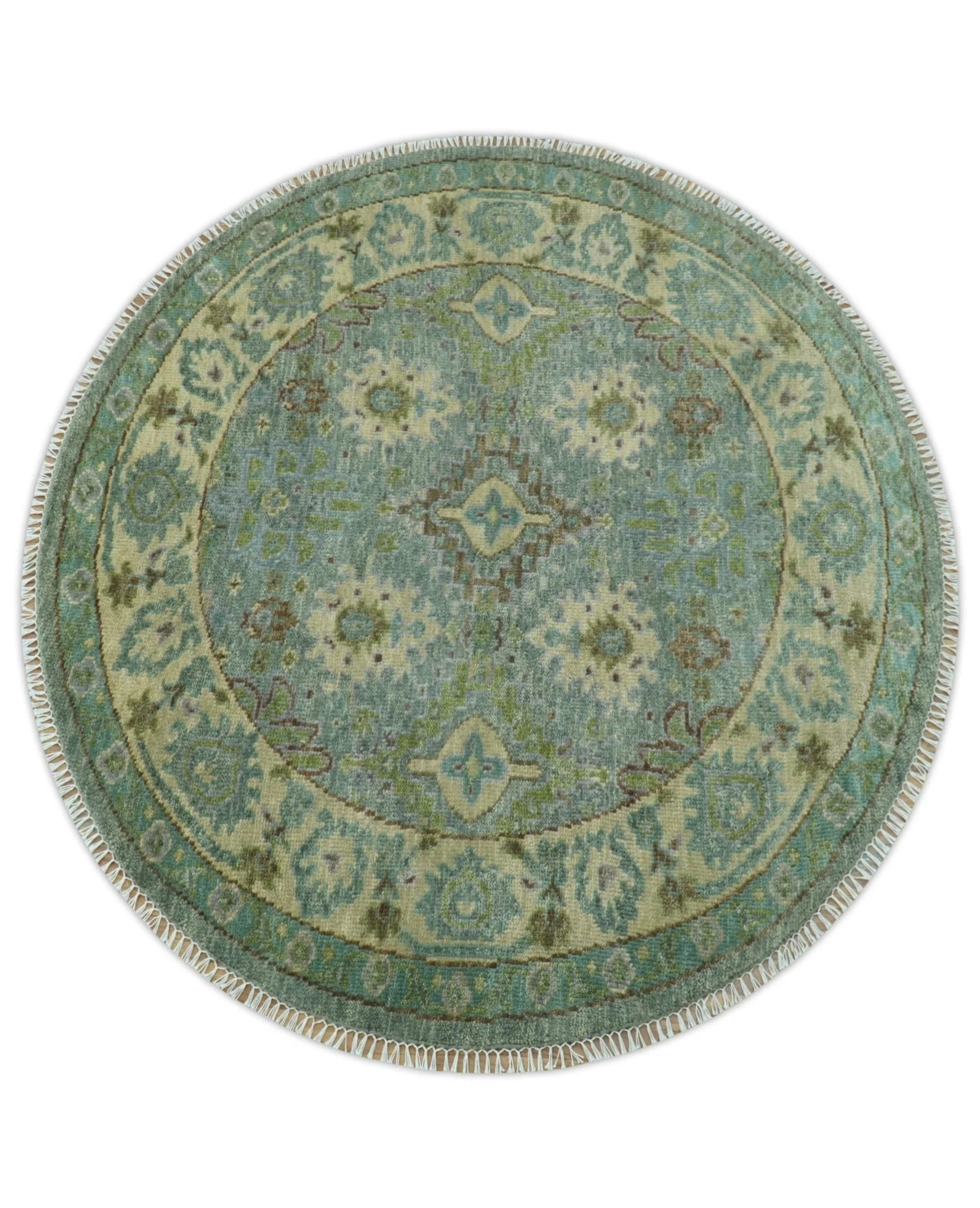 Custom Made Antique Style Green and Silver Hand knotted Traditional Oriental Oushak wool Area Rug - Image 11