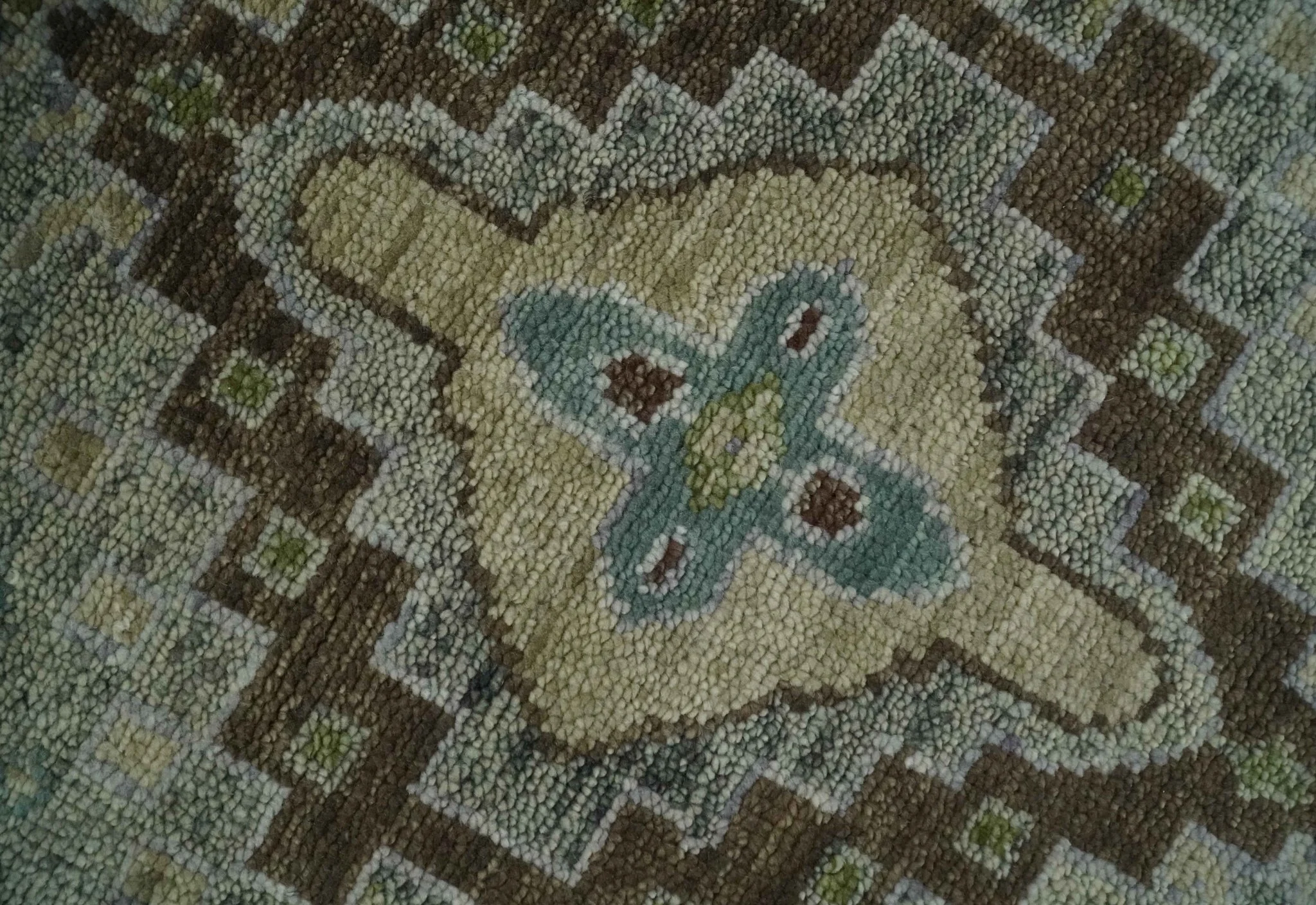 Custom Made Antique Style Green and Silver Hand knotted Traditional Oriental Oushak wool Area Rug - Image 4