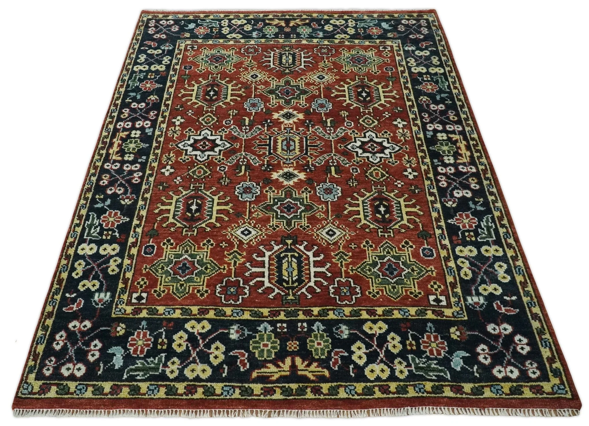 Antique Hand Knotted Brown and Blue Traditional Vintage Style Oushak Custom Made Wool Area Rug - Image 11