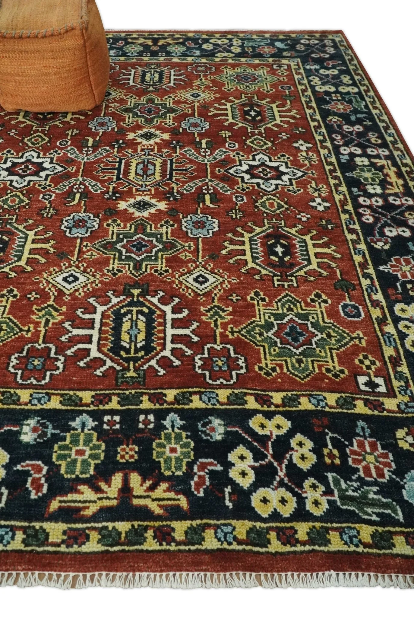 Antique Hand Knotted Brown and Blue Traditional Vintage Style Oushak Custom Made Wool Area Rug - Image 2