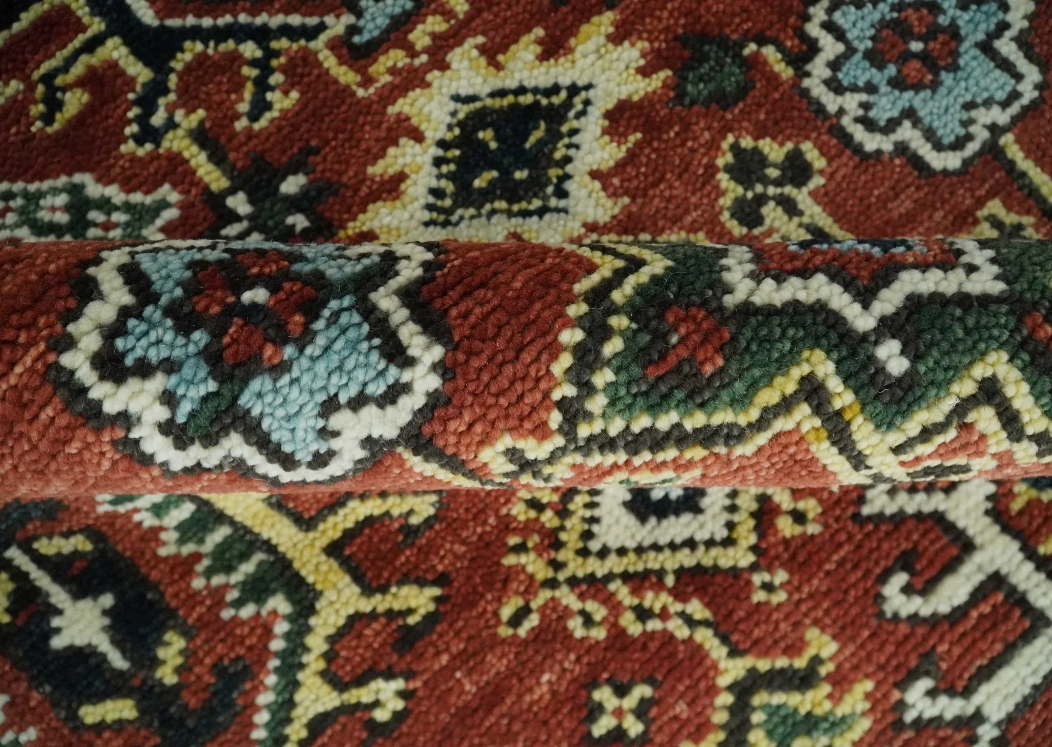 Antique Hand Knotted Brown and Blue Traditional Vintage Style Oushak Custom Made Wool Area Rug - Image 6