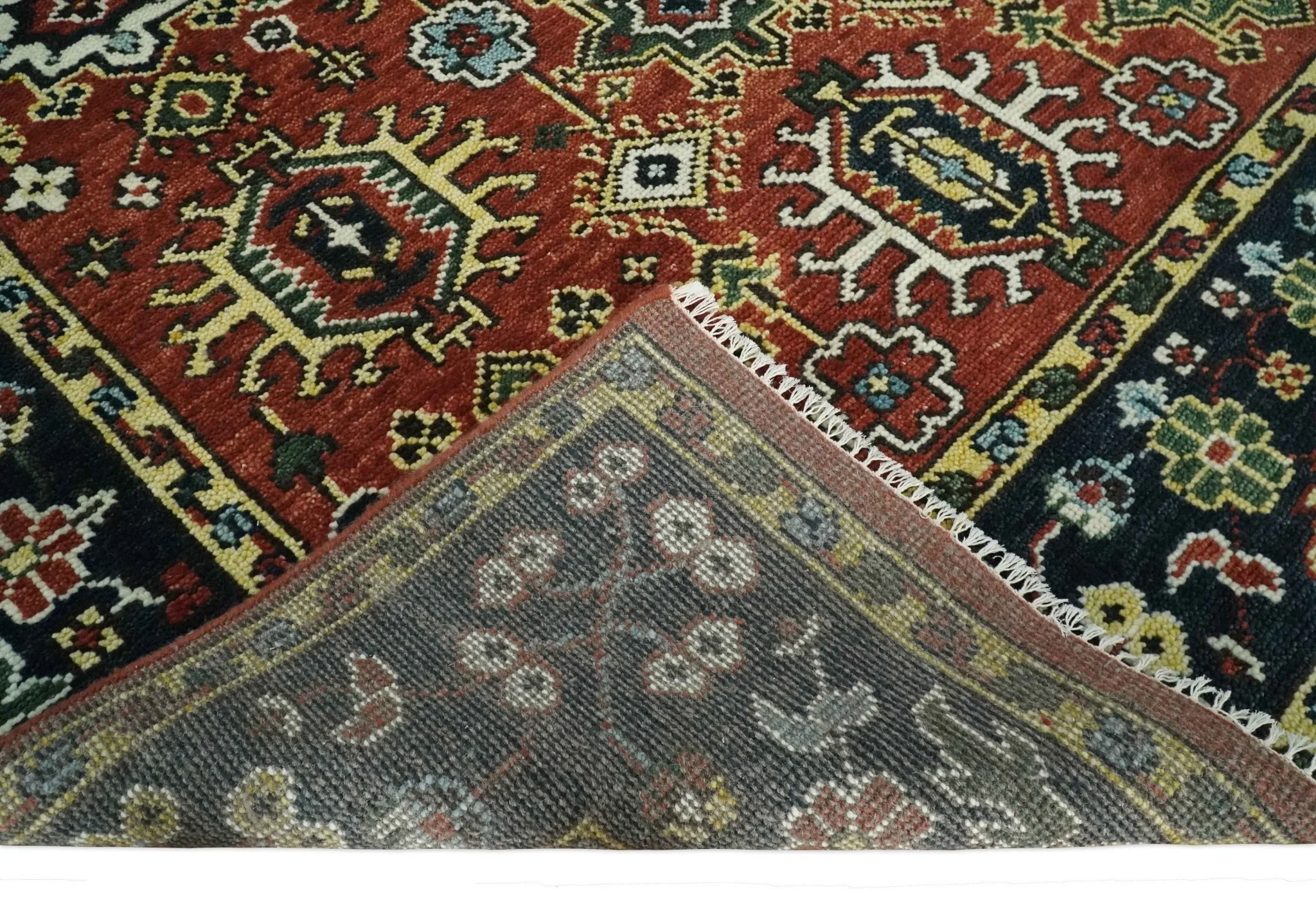 Antique Hand Knotted Brown and Blue Traditional Vintage Style Oushak Custom Made Wool Area Rug - Image 7