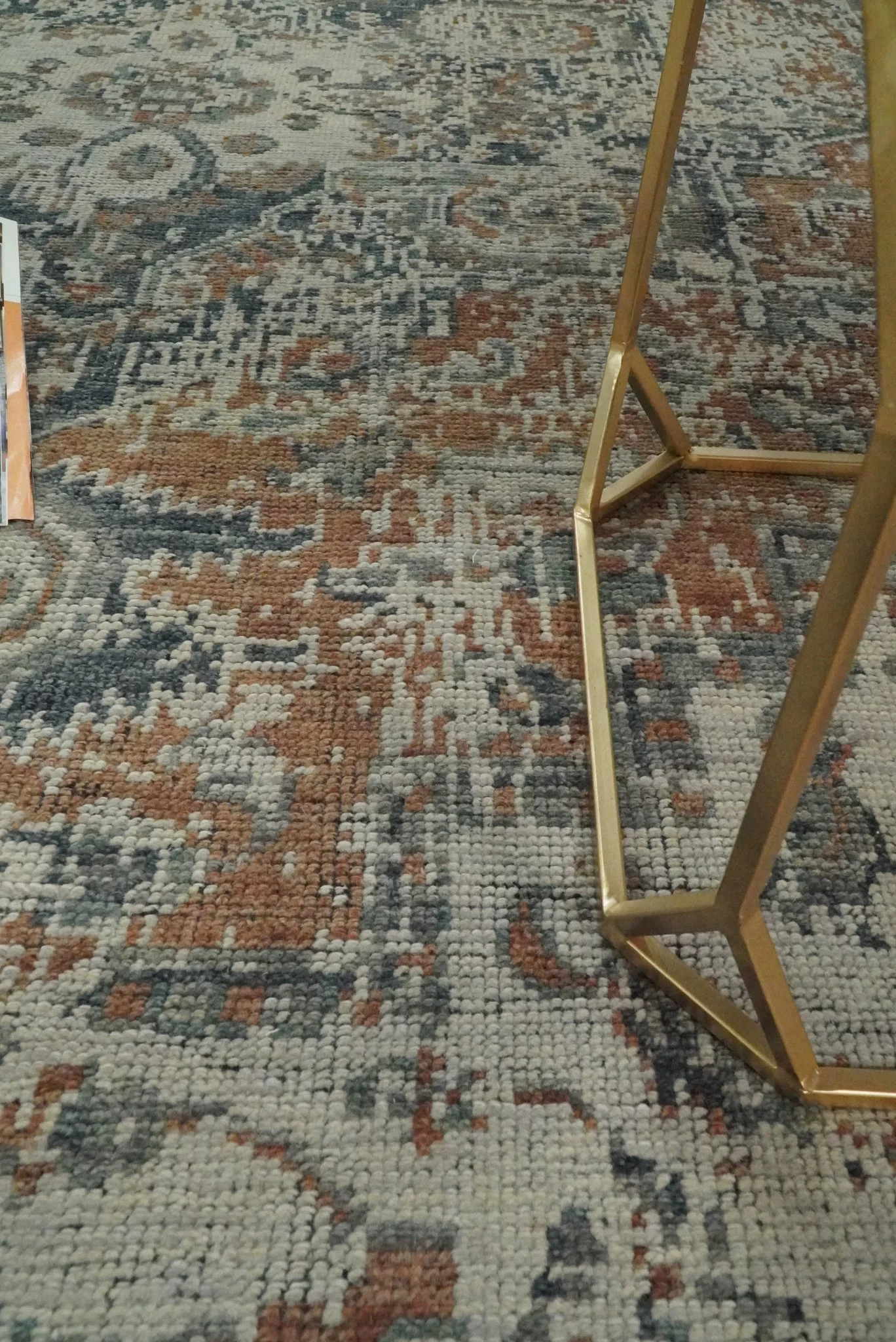 Vintage Distressed Turkish Hand Knotted Serapi Rust, Ivory and Charcoal Traditional Antique Multi Size wool Area Rug - Image 6