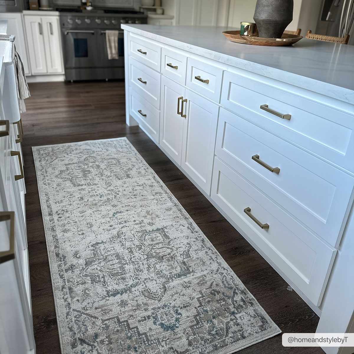 Antique Ivory, Beige and Charcoal Traditional Washable Turkish Design Area Rug - Image 10