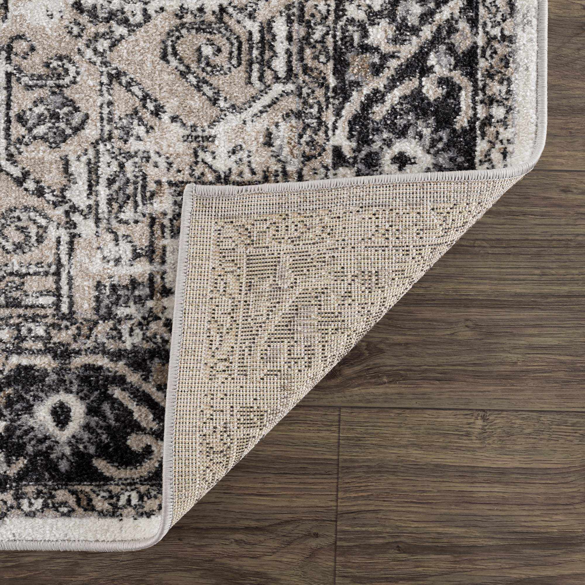 Antique Ivory, Beige and Charcoal Traditional Washable Turkish Design Area Rug - Image 16