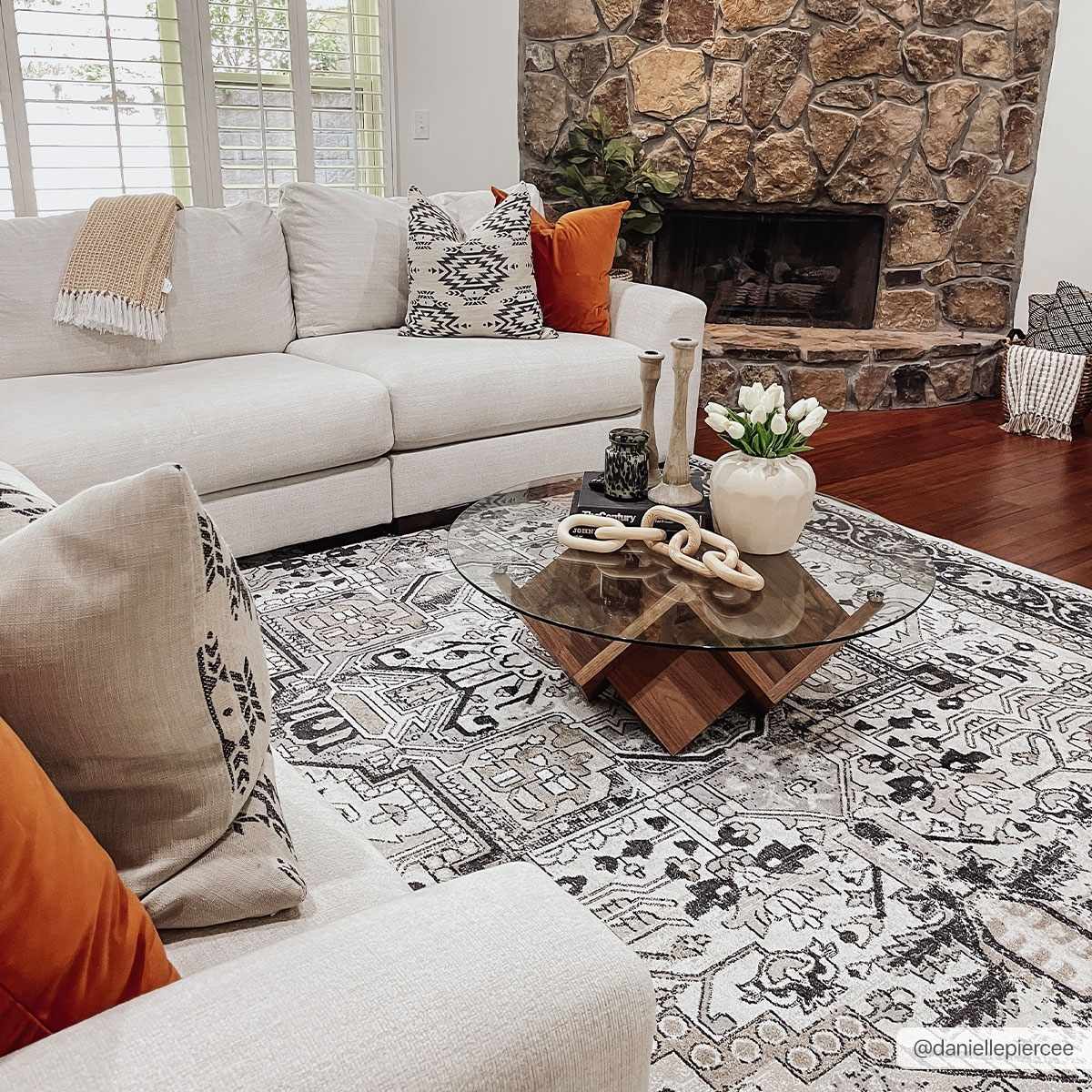 Antique Ivory, Beige and Charcoal Traditional Washable Turkish Design Area Rug - Image 18