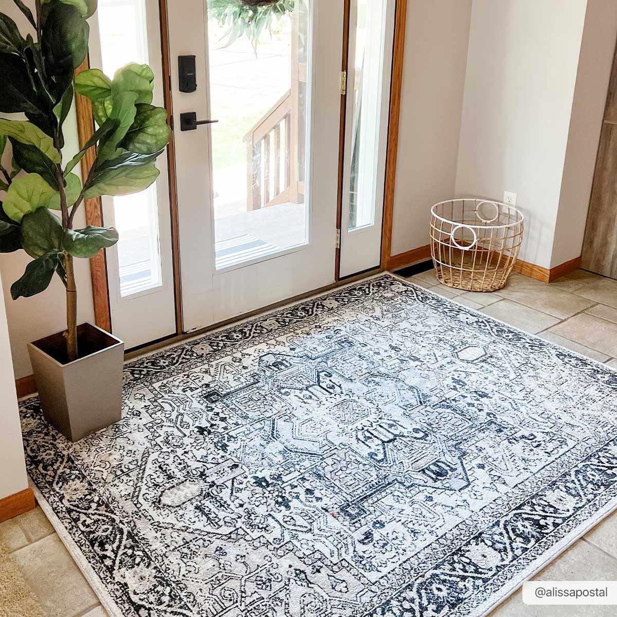 Antique Ivory, Beige and Charcoal Traditional Washable Turkish Design Area Rug - Image 19