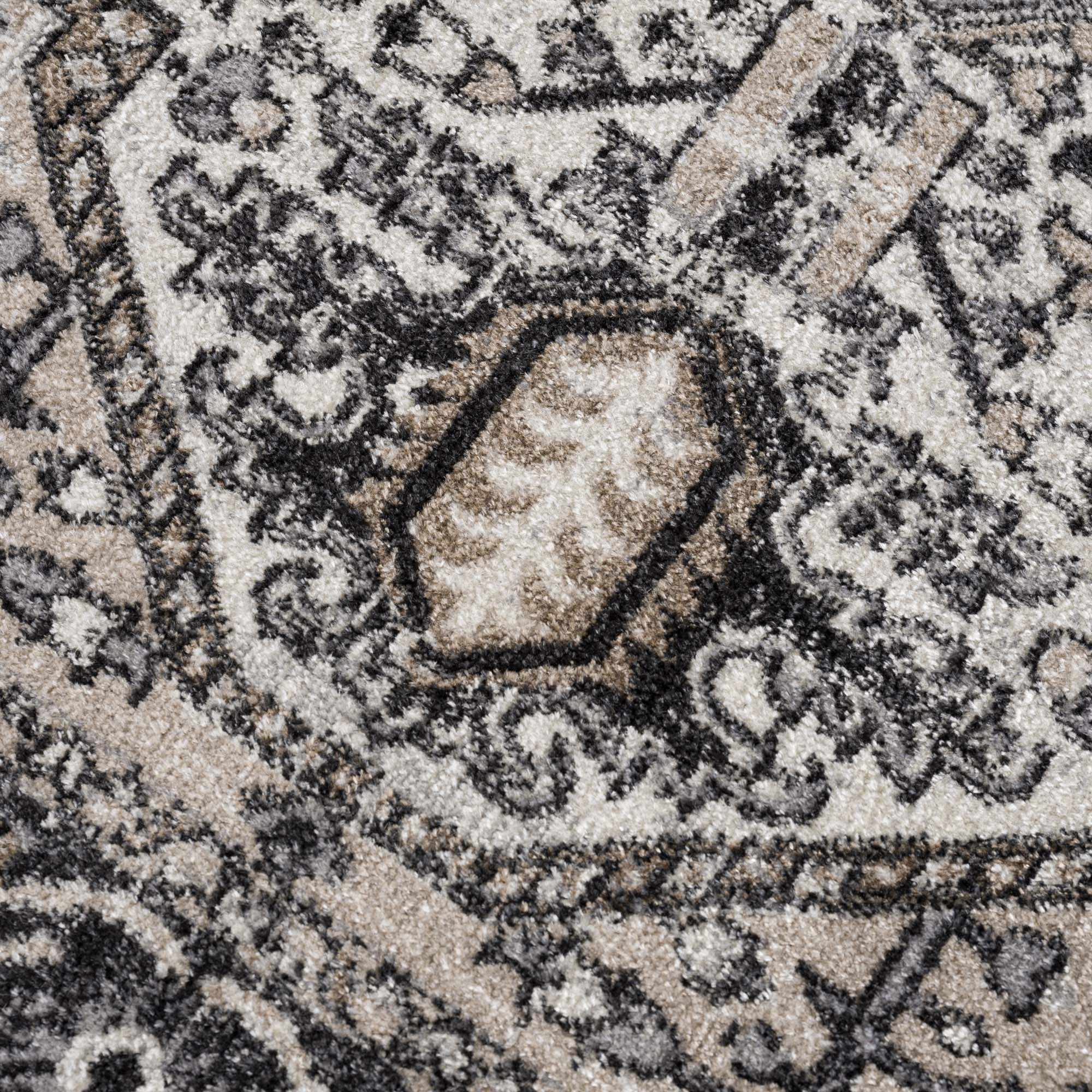 Antique Ivory, Beige and Charcoal Traditional Washable Turkish Design Area Rug - Image 23