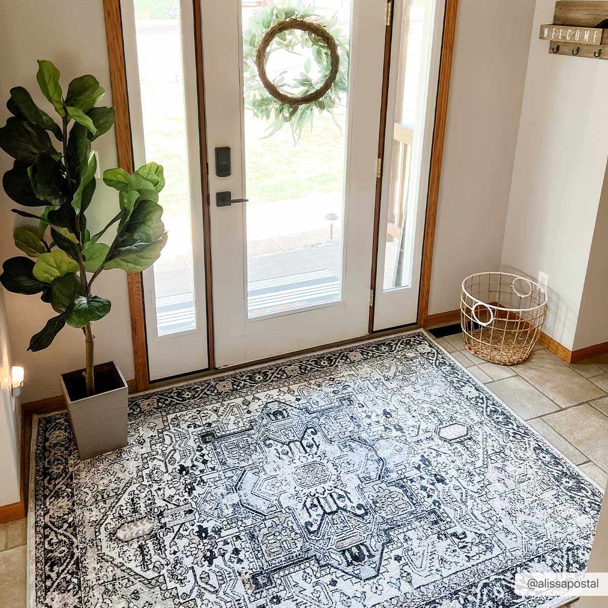 Antique Ivory, Beige and Charcoal Traditional Washable Turkish Design Area Rug - Image 6