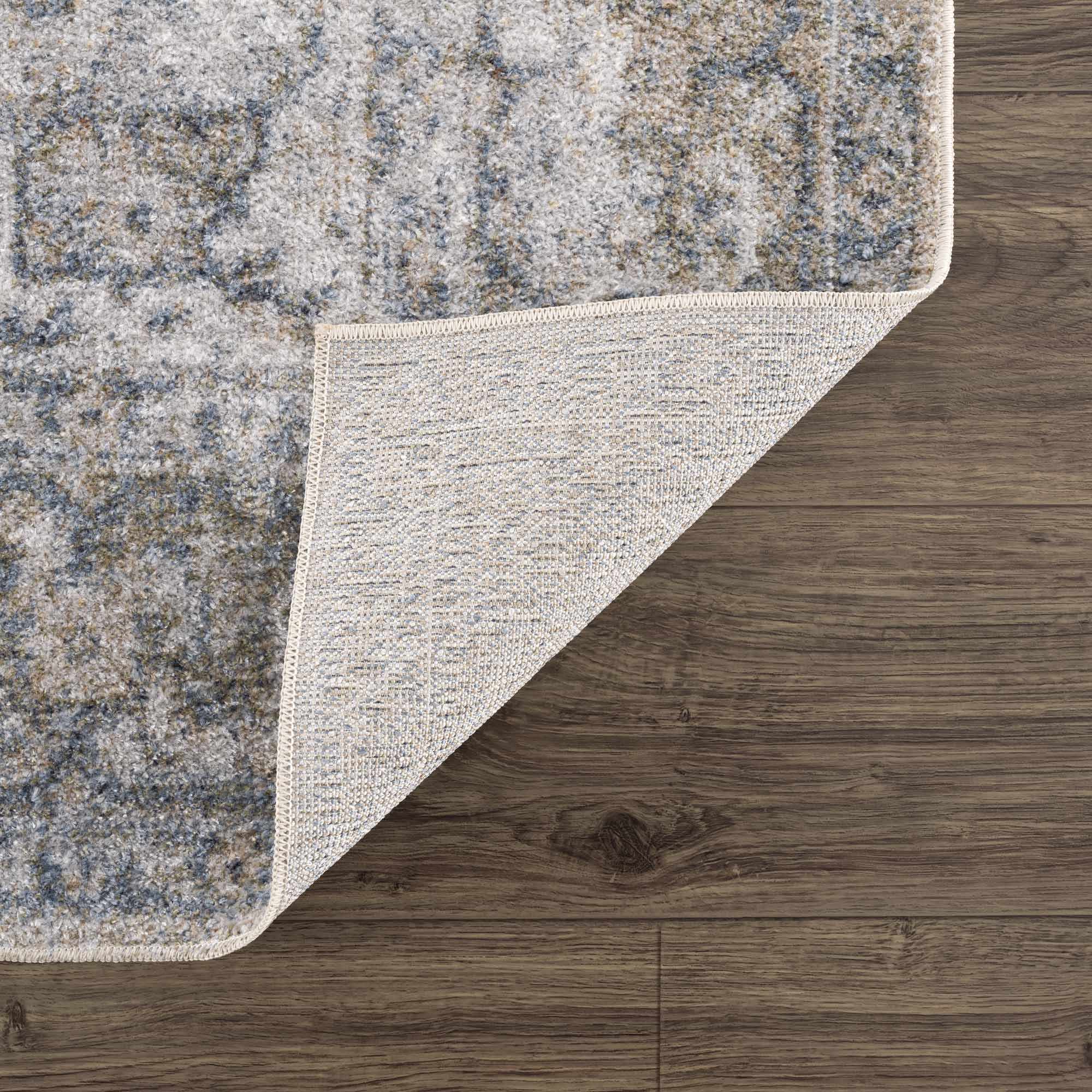 Antique Look Ivory And Blue Medallion Washable Area Rug - Image 7