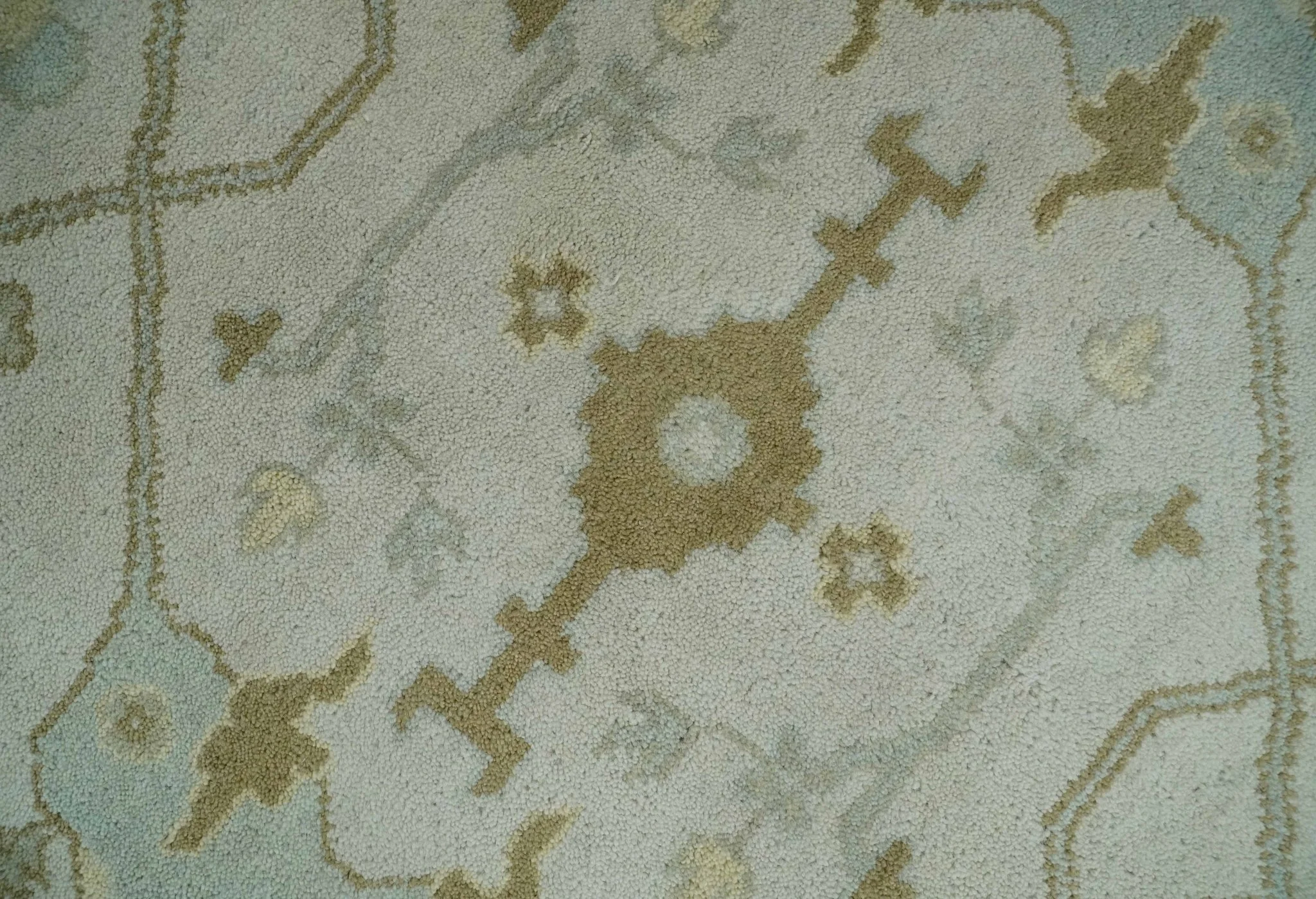 Antique Ivory, Silver and Beige Hand Knotted 8x10 Oriental Oushak Wool Area Rug, Living Room Rug | TRDCP1161810 - Image 4