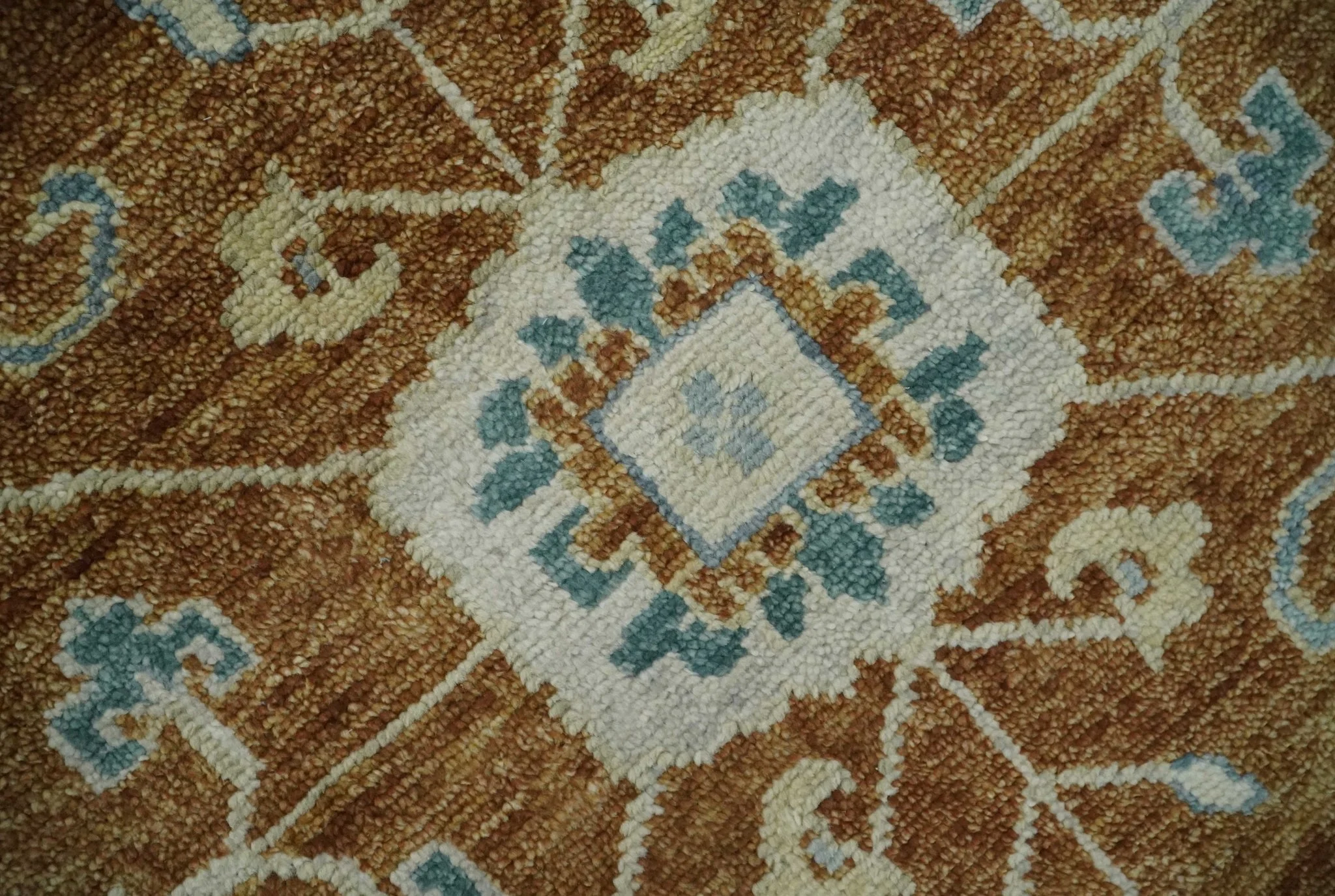 Large Rust and Blue 9x12 Hand Knotted Traditional Wool Turkish Design Area Rug - Image 4