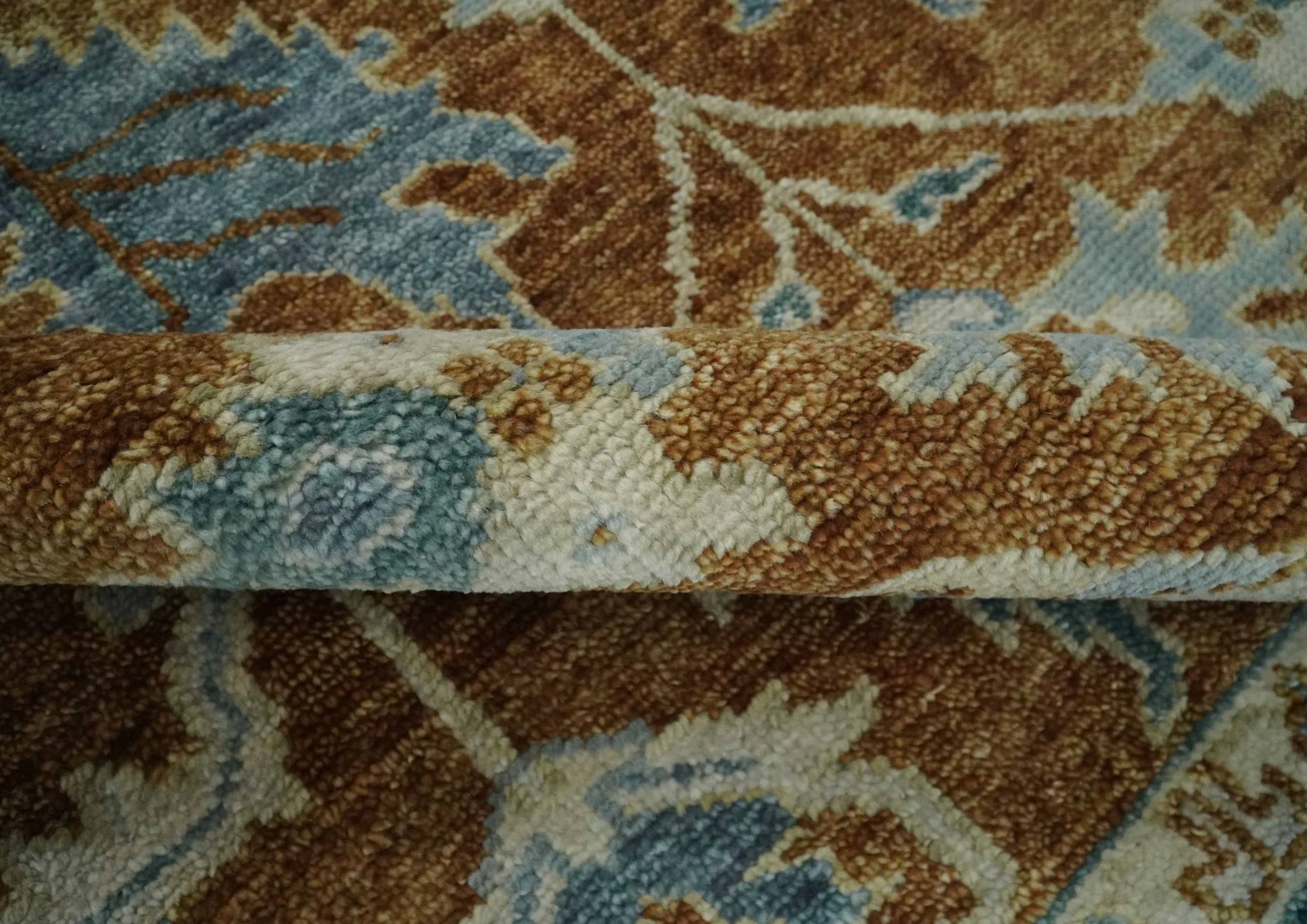 Large Rust and Blue 9x12 Hand Knotted Traditional Wool Turkish Design Area Rug - Image 6