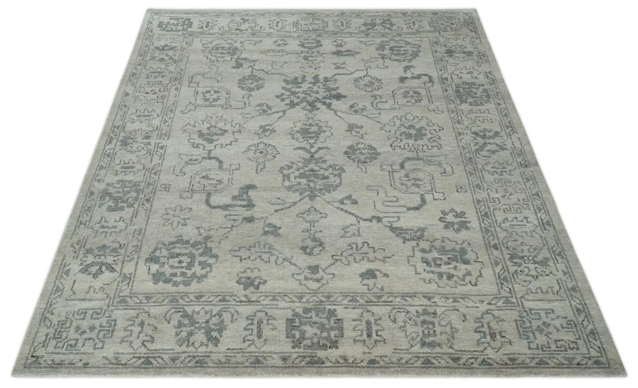 Beige and Gray 8x10 hand knotted Oushak wool Area rug - Image 10
