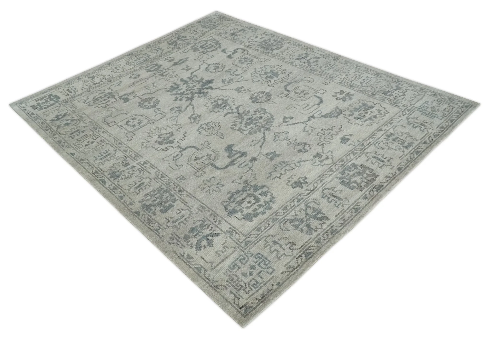 Beige and Gray 8x10 hand knotted Oushak wool Area rug - Image 9