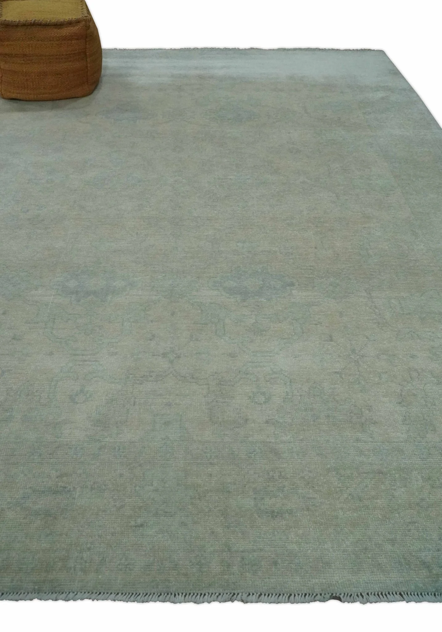 Antique look Beige and Gray Hand Knotted Oriental Oushak 8x10 wool Area Rug - Image 3