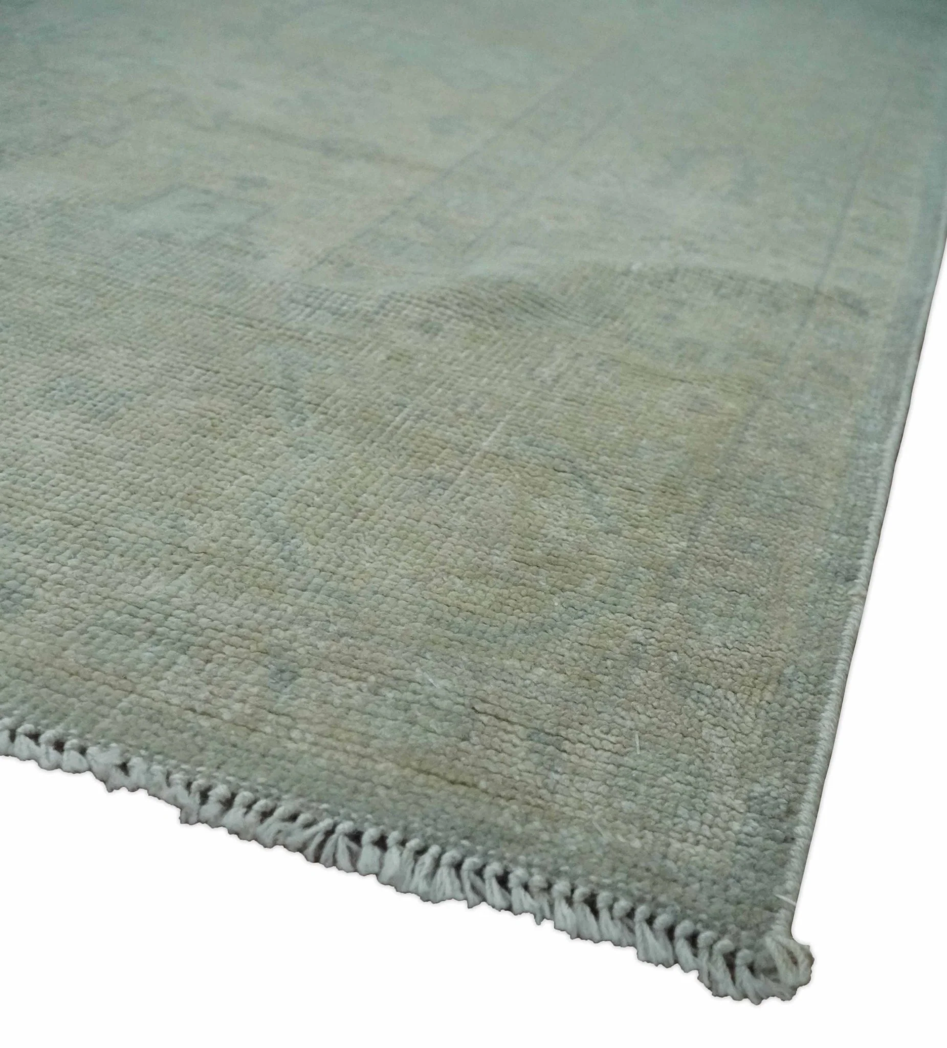 Antique look Beige and Gray Hand Knotted Oriental Oushak 8x10 wool Area Rug - Image 5
