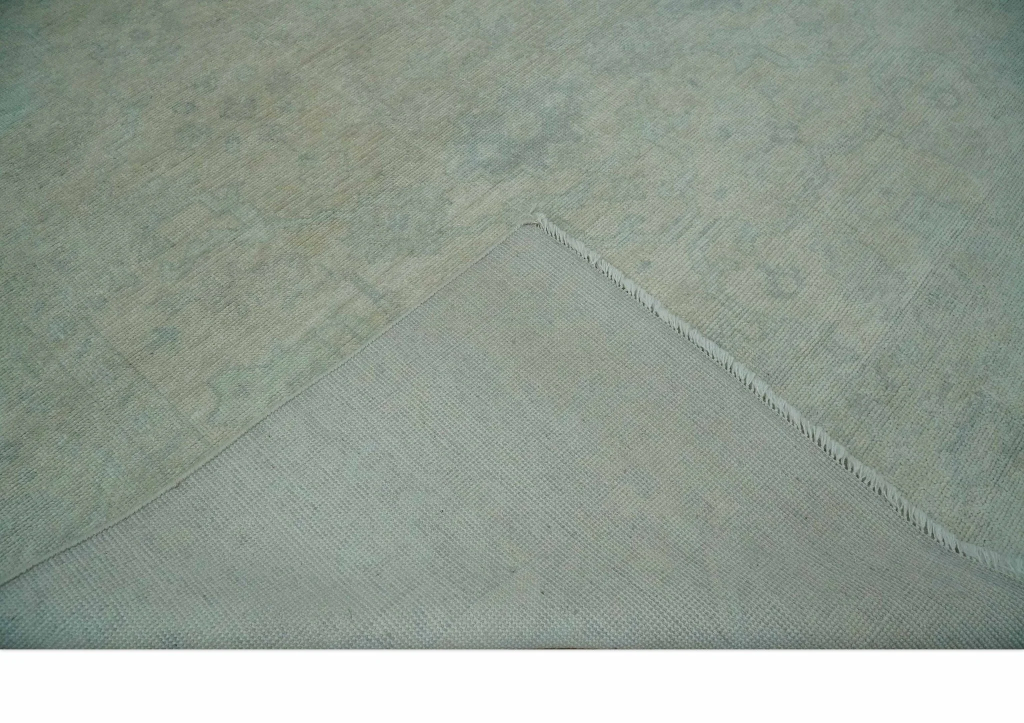 Antique look Beige and Gray Hand Knotted Oriental Oushak 8x10 wool Area Rug - Image 7