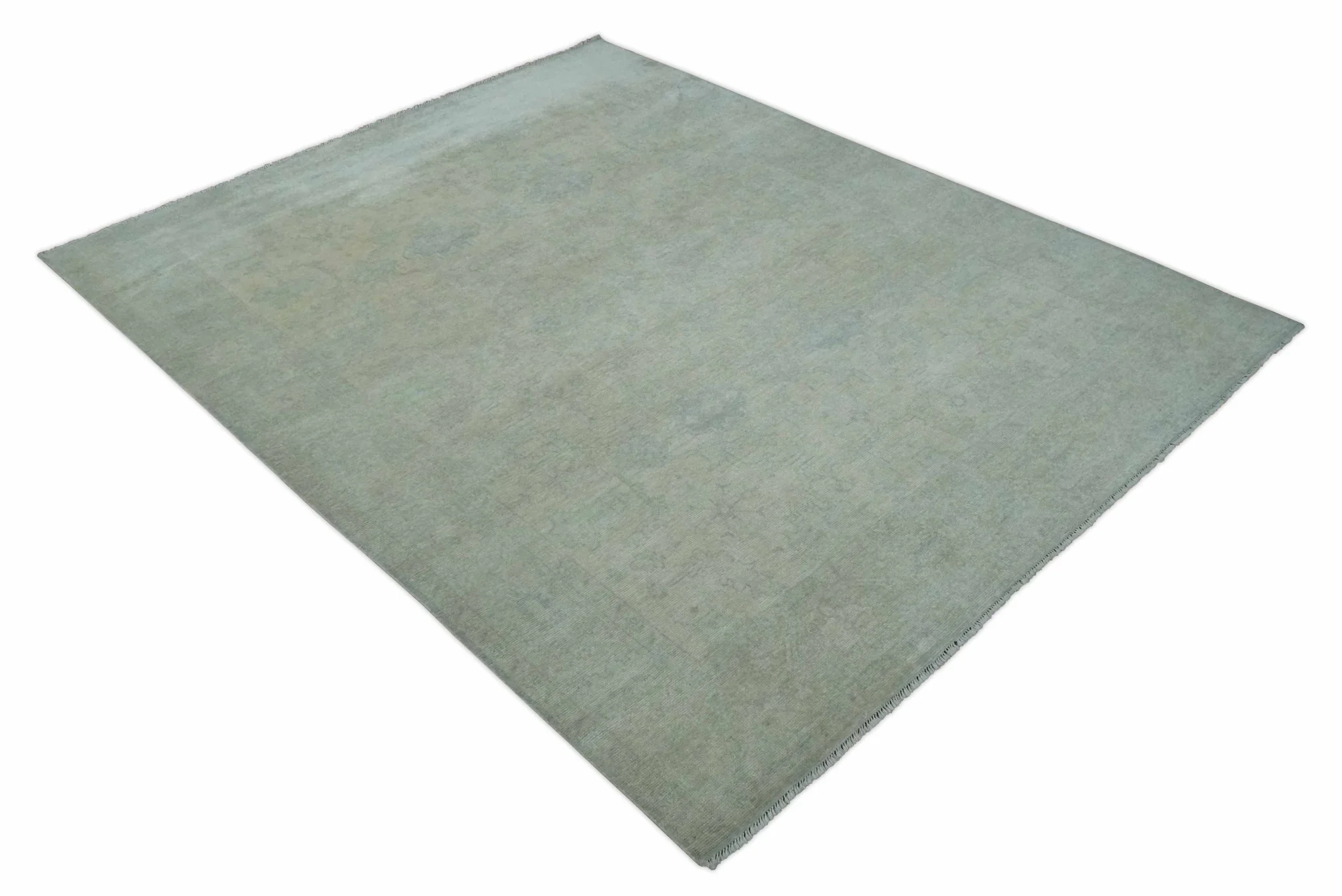 Antique look Beige and Gray Hand Knotted Oriental Oushak 8x10 wool Area Rug - Image 9