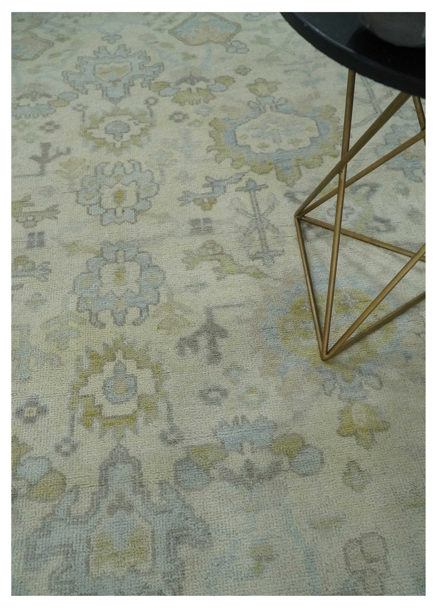 Antique style Beige and Gray Hand knotted 9x12 Oushak wool Area Rug - Image 2