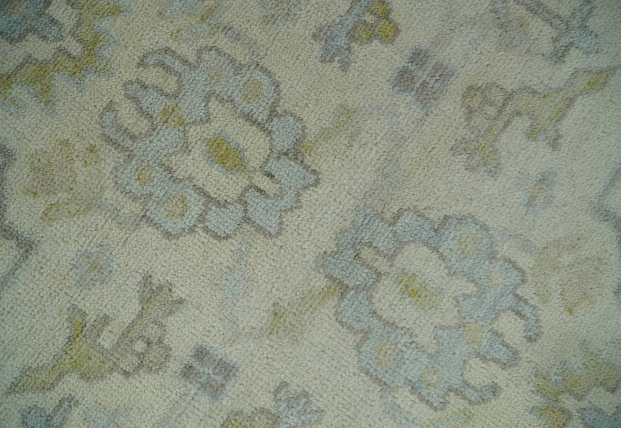 Antique style Beige and Gray Hand knotted 9x12 Oushak wool Area Rug - Image 5